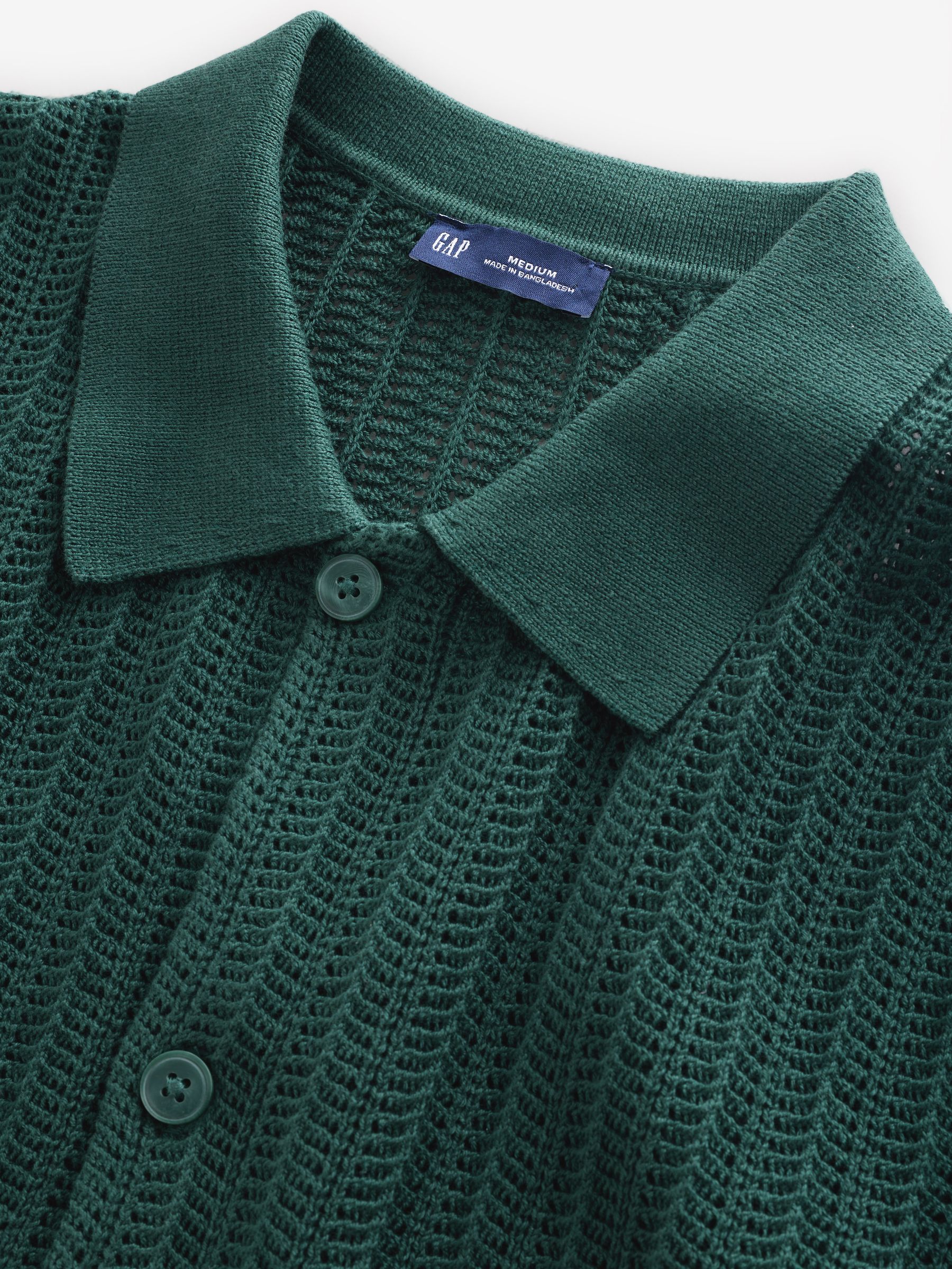 Green Textured Relaxed Crochet Shirt - Image 6 of 8