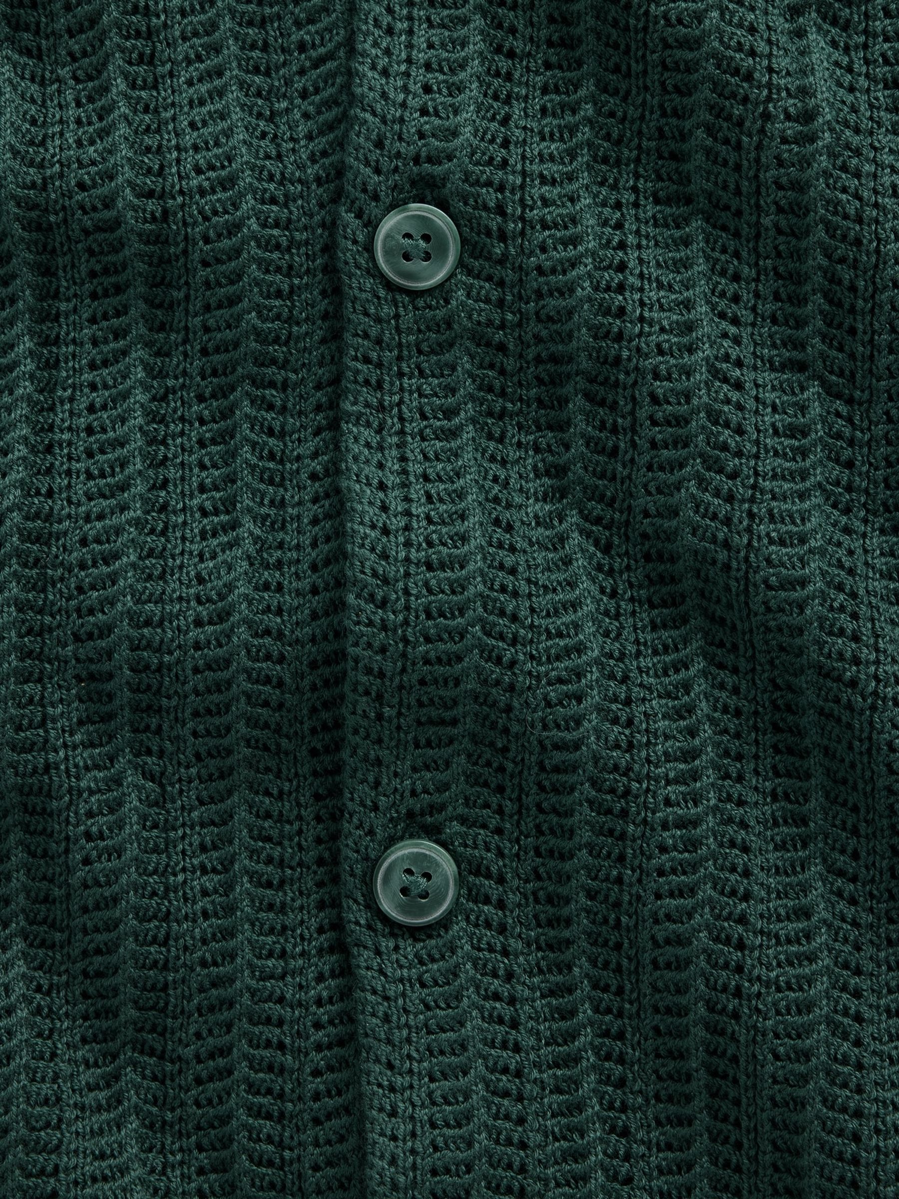 Green Textured Relaxed Crochet Shirt - Image 7 of 8