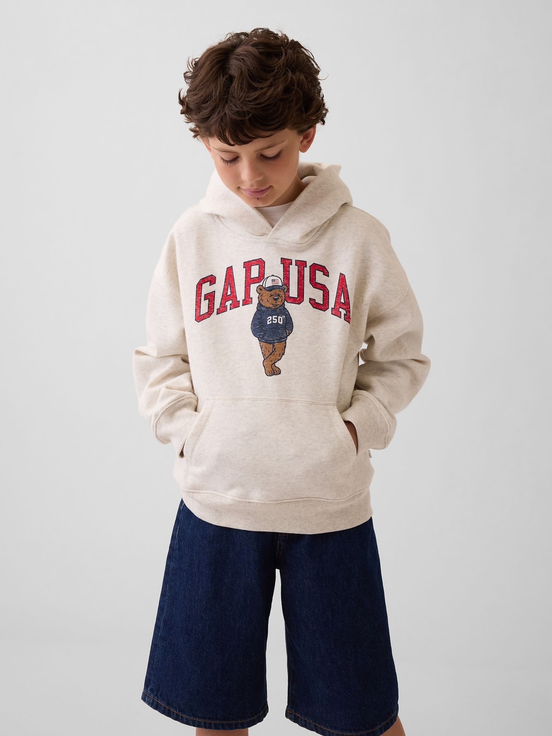 Beige VintageSoft Relaxed Brannan Bear Logo Hoodie - Image 1 of 4