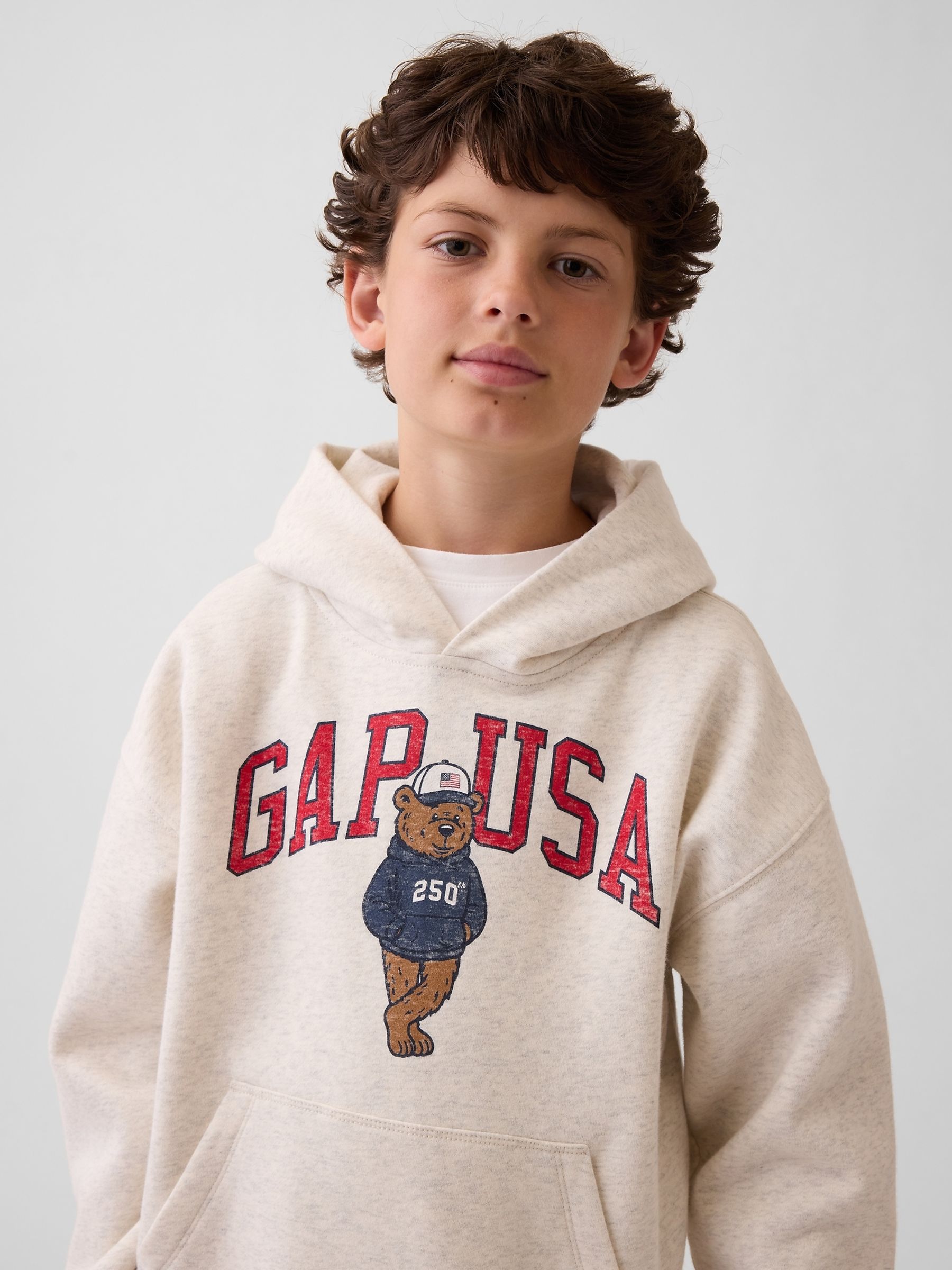 Beige VintageSoft Relaxed Brannan Bear Logo Hoodie - Image 4 of 4