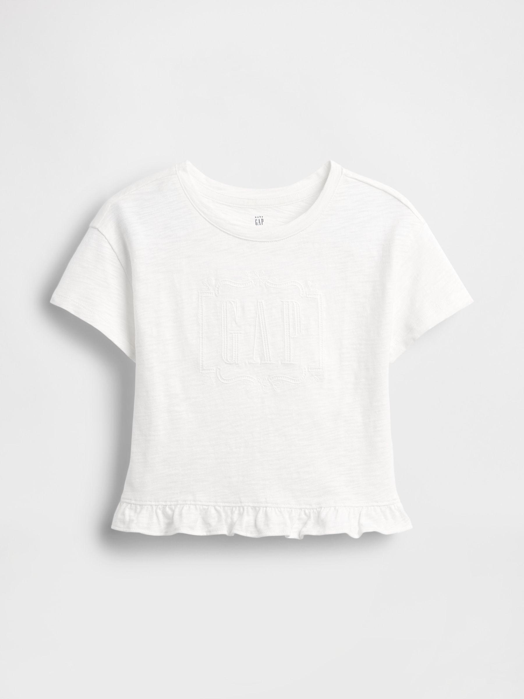 White Ruffle-Hem Logo T-Shirt - Image 2 of 4