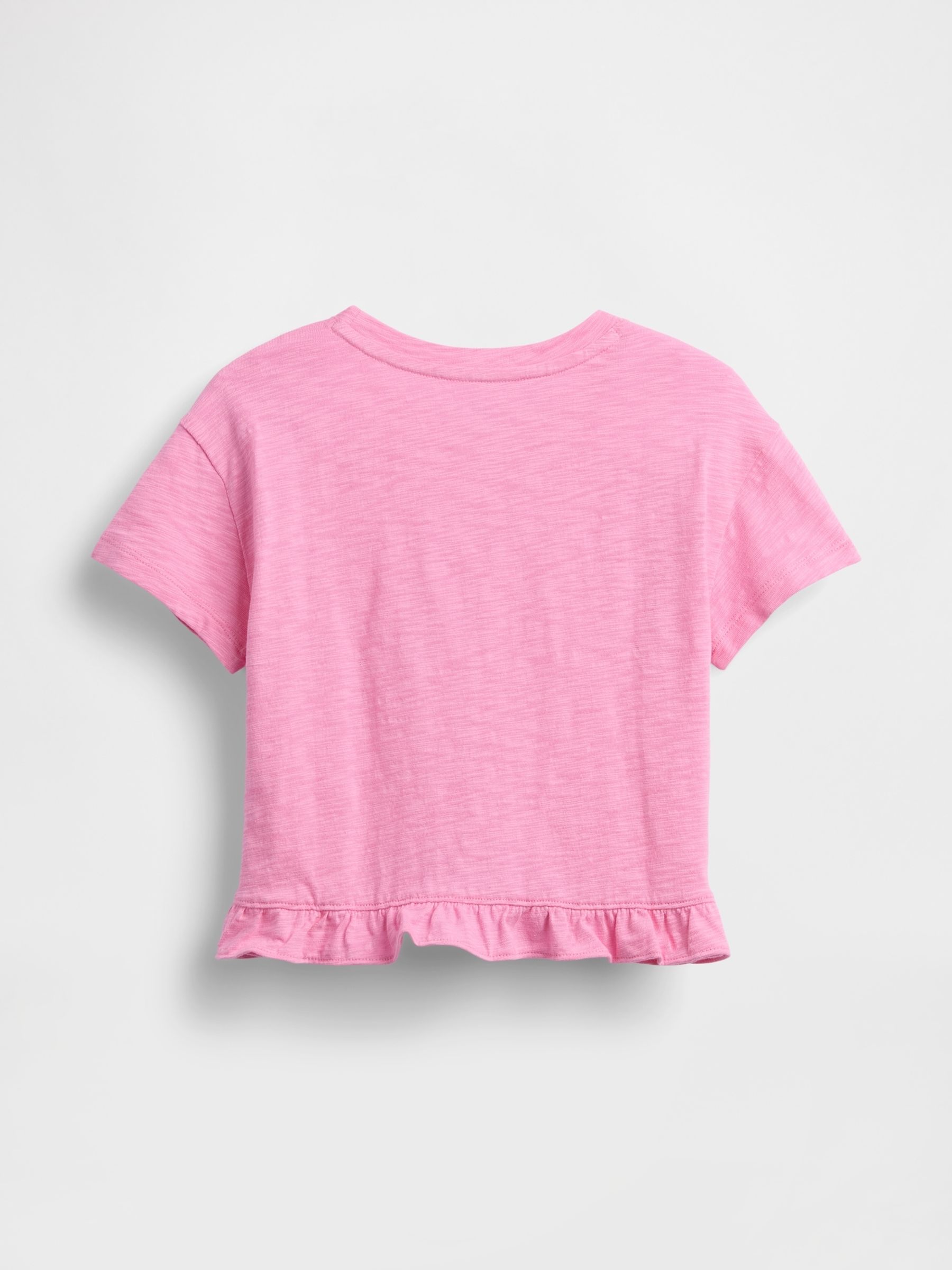 Pink Ruffle-Hem Logo T-Shirt - Image 2 of 3