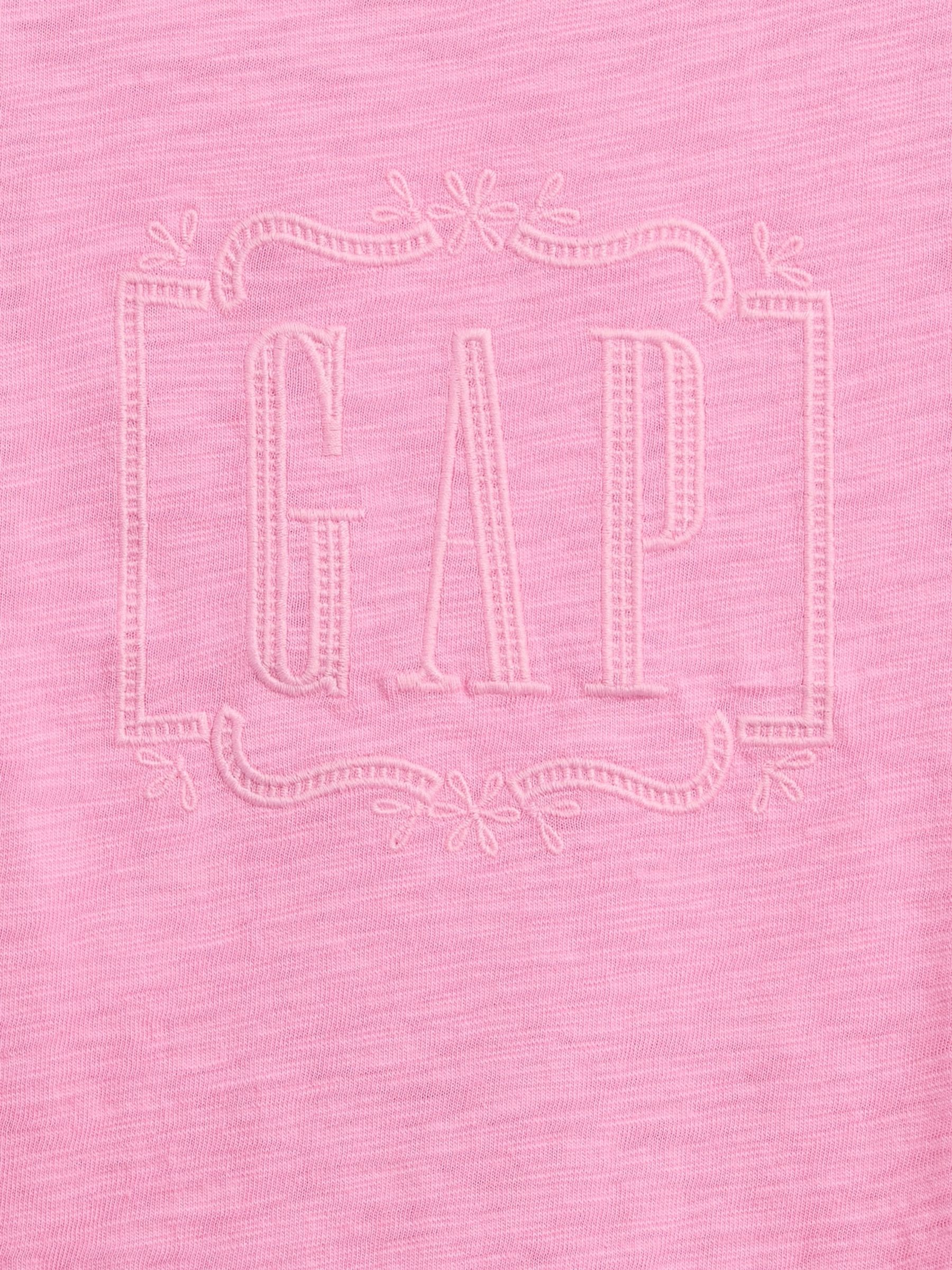 Pink Ruffle-Hem Logo T-Shirt - Image 3 of 3