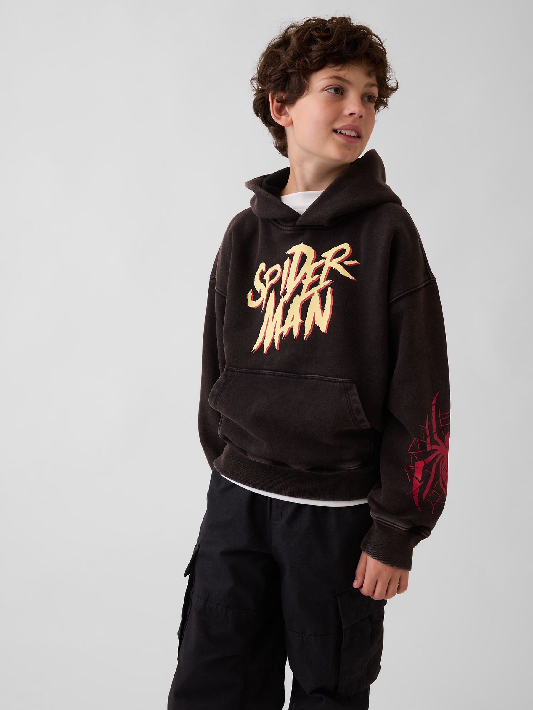 Black Marvel VintageSoft Spider-Man Relaxed Hoodie - Image 1 of 4 Black Marvel VintageSoft Spider-Man Relaxed Hoodie - Image 1 of 4