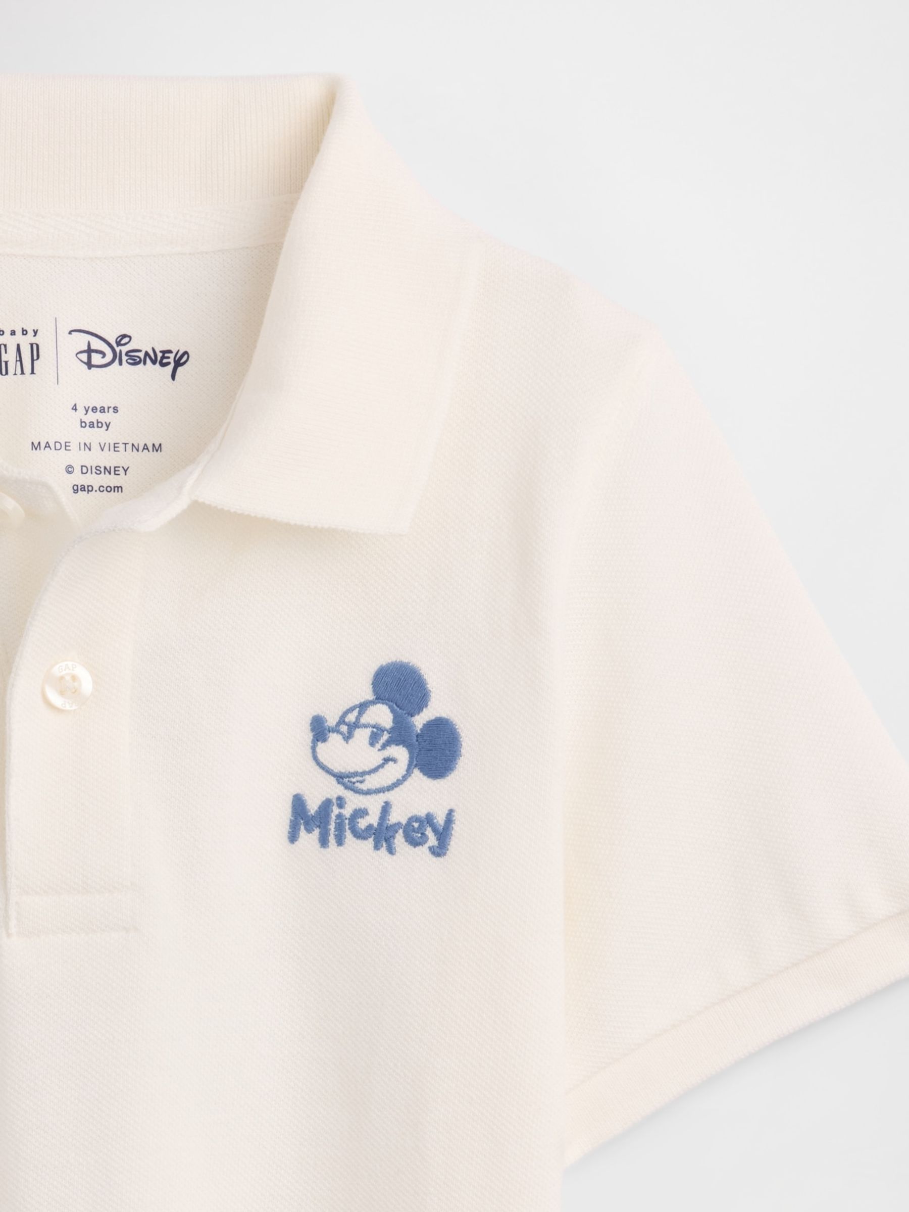 White Mickey Mouse Disney Pique Polo Shirt - Image 3 of 3