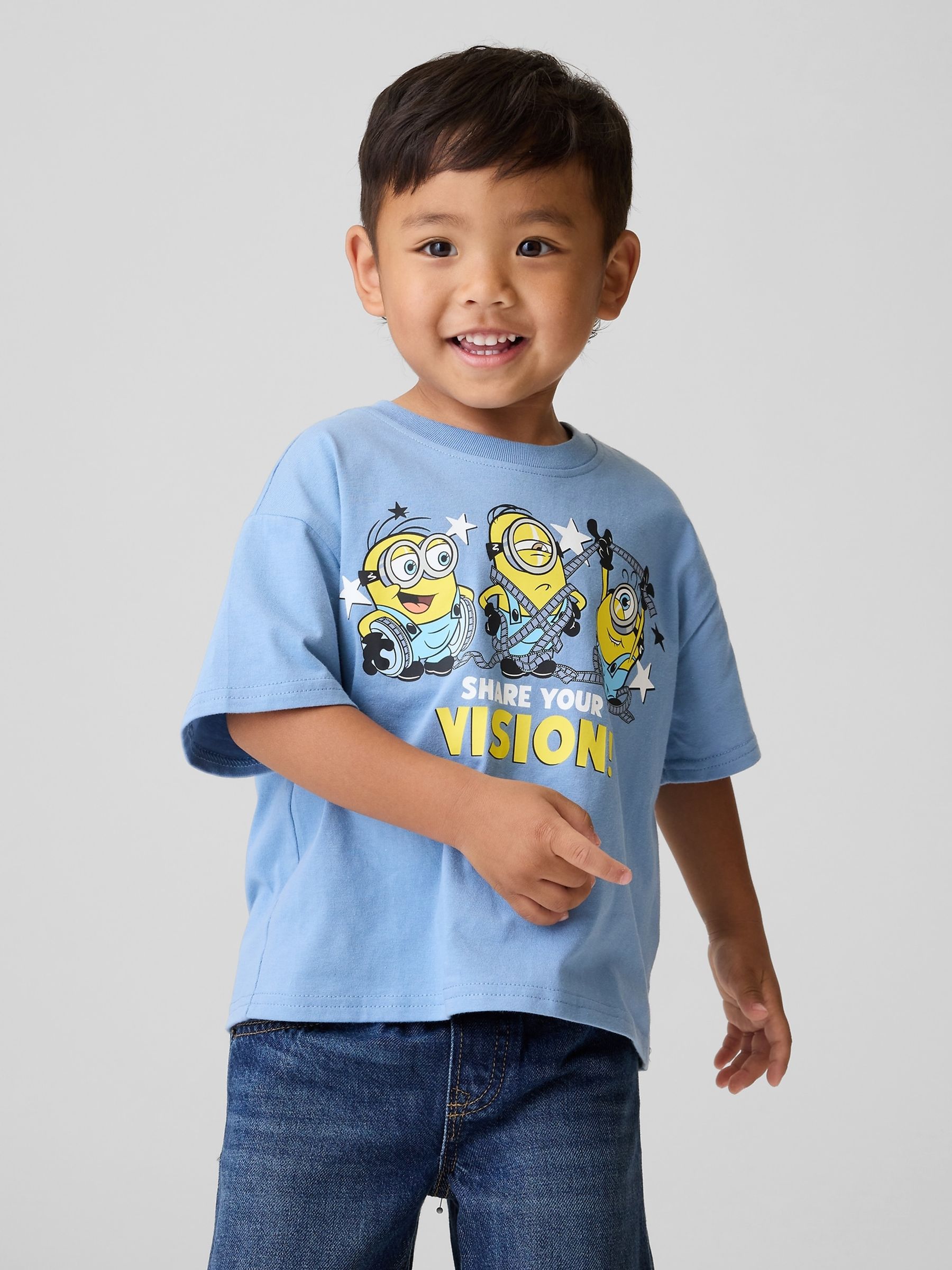 Blue Minions Oversized Graphic T-Shirt - Image 1 of 3