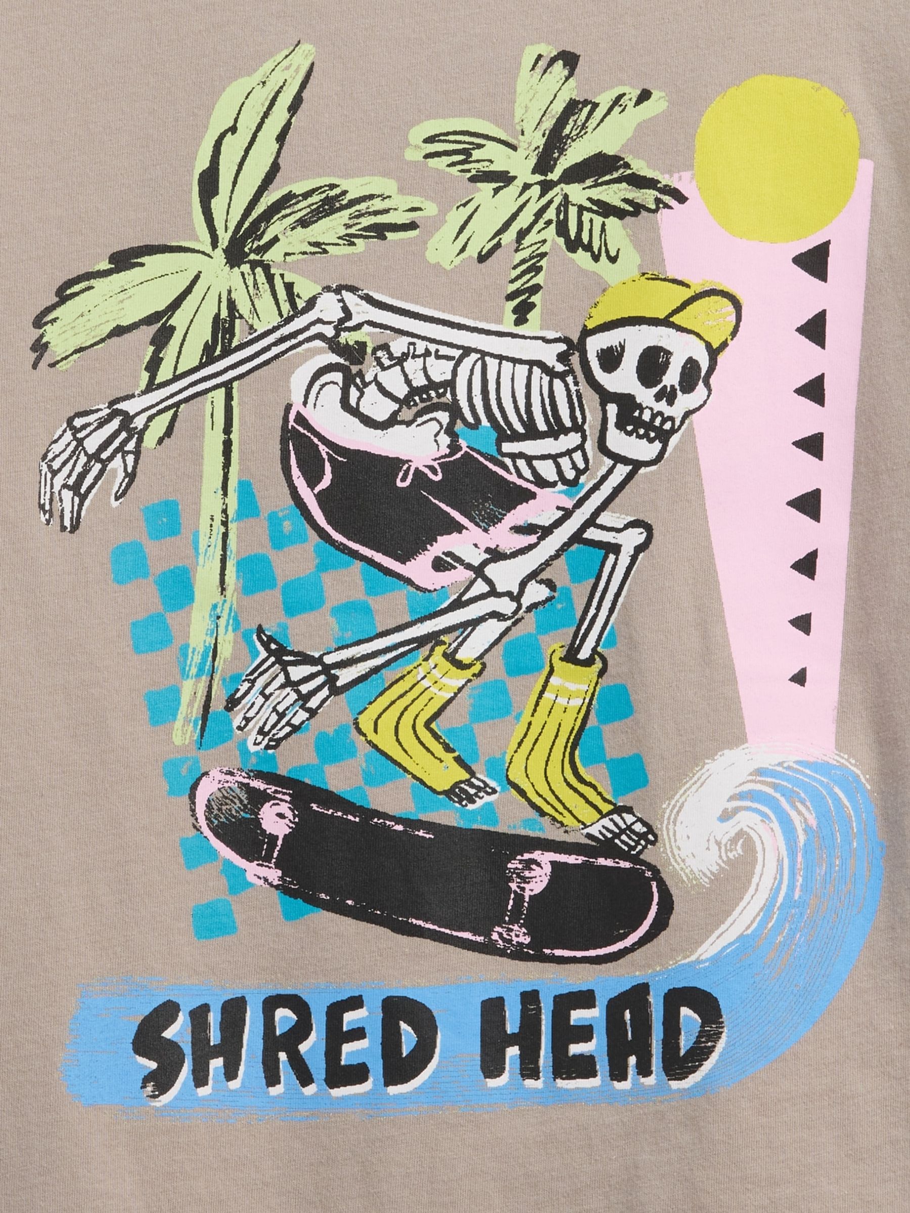 Brown Skating Graphic Short Sleeve T-Shirt - Image 3 of 3