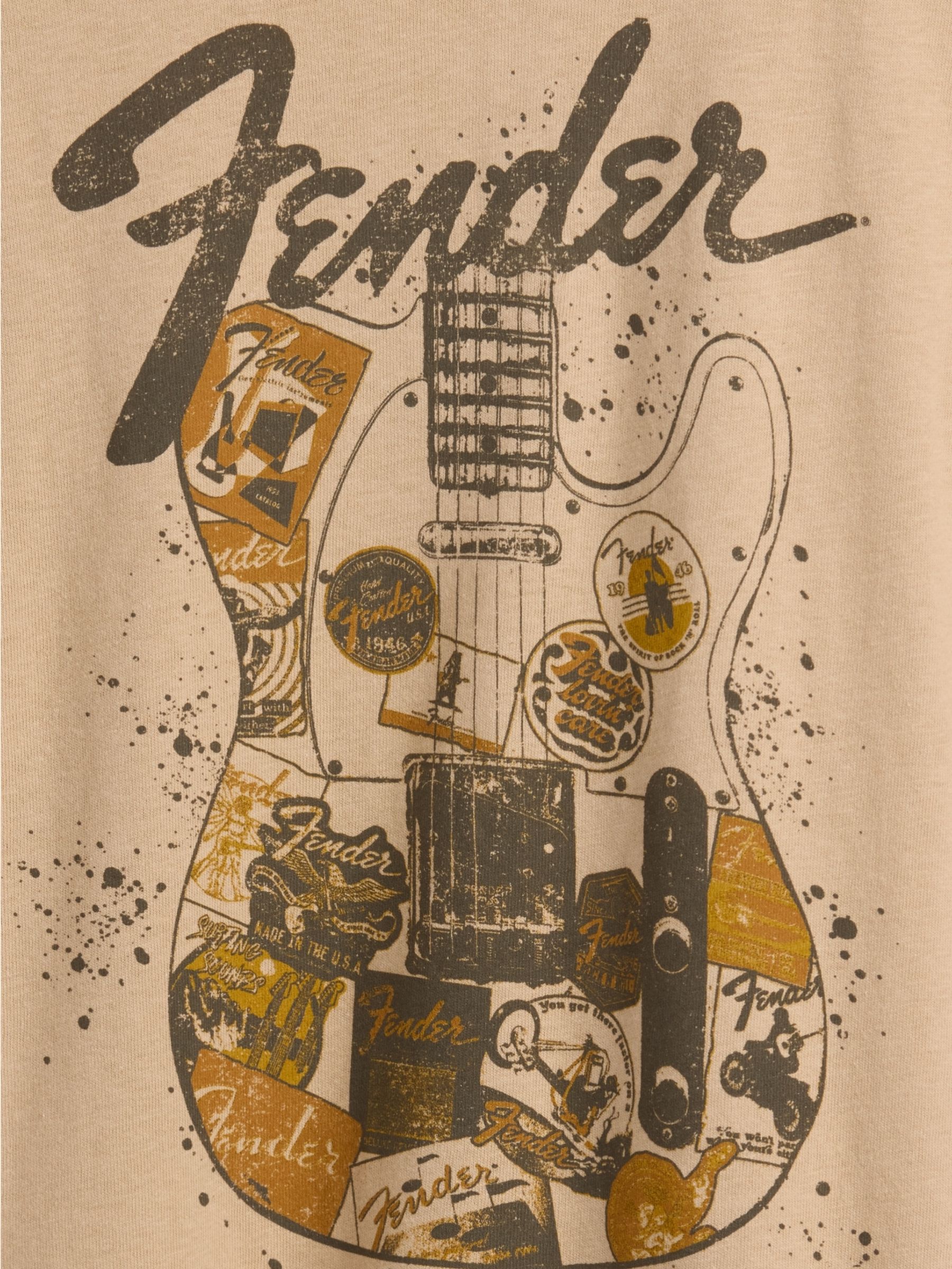 Brown Guitar Relaxed Graphic Short Sleeve T-Shirt - Image 3 of 3