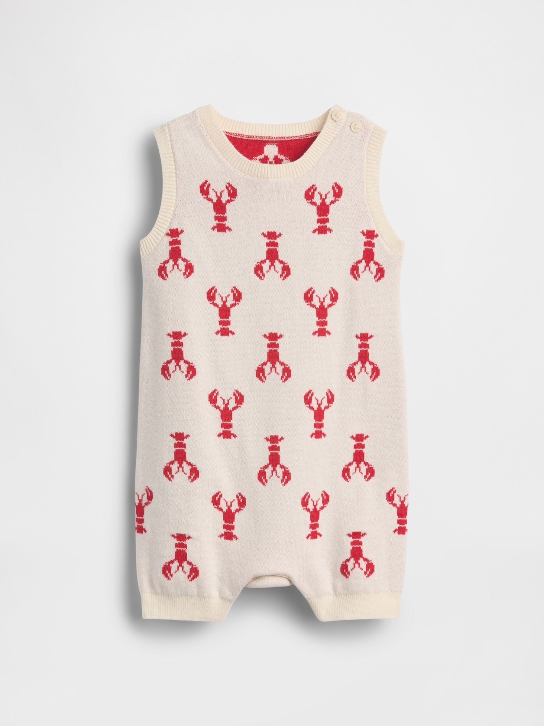Cream Pretty Bow Lobster Knitted Short One-Piece - Image 1 of 2