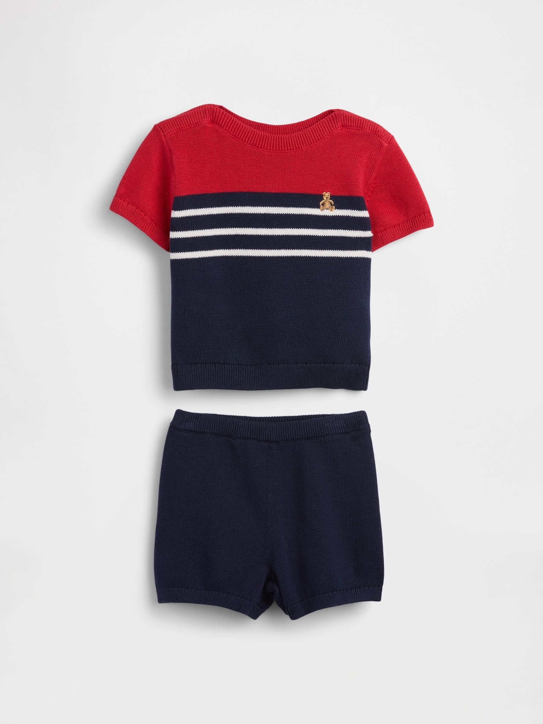 Navy/Red Colourblock Jumper Outfit Set - Image 1 of 2
