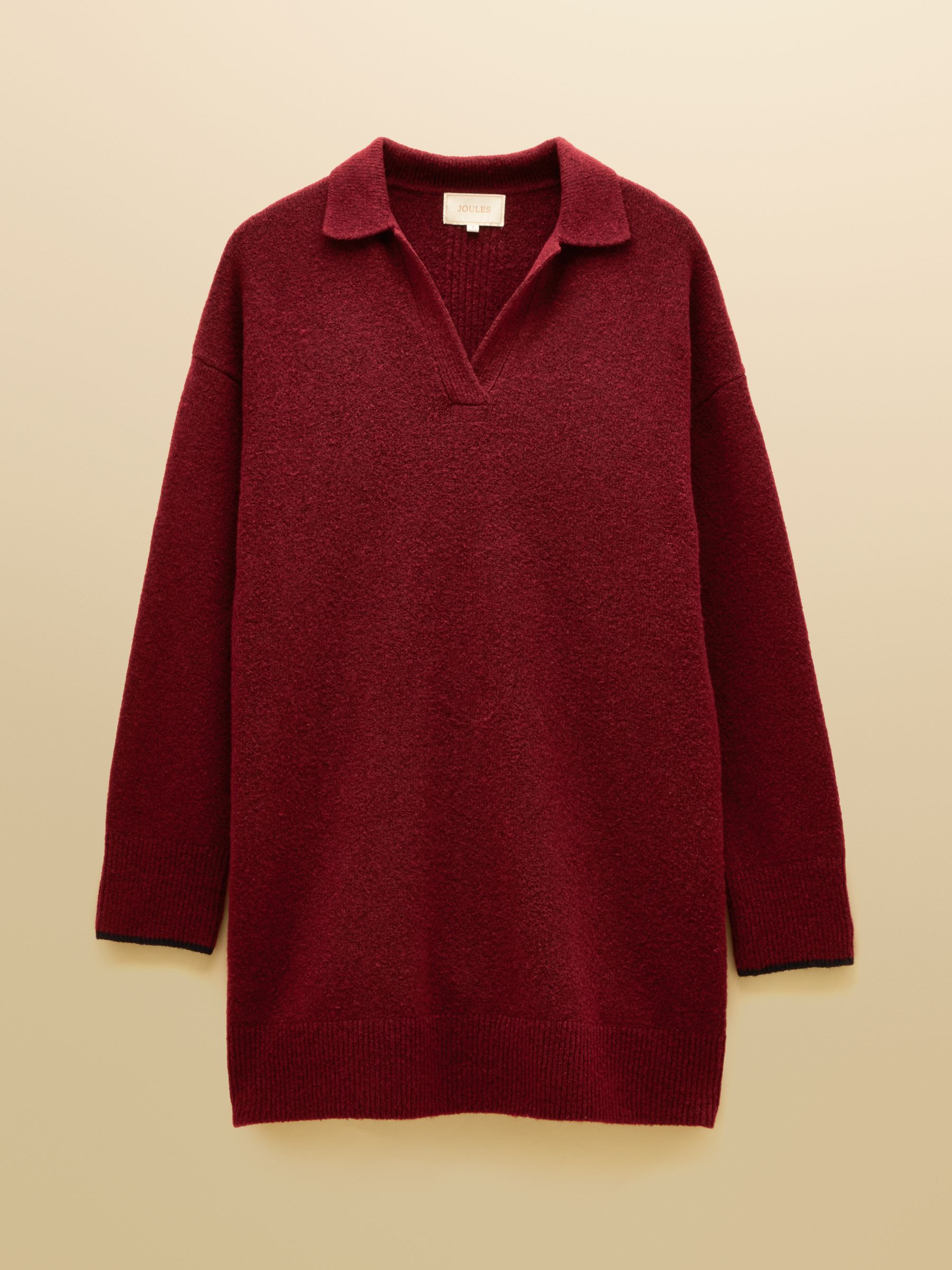 Collared Burgundy Red Knitted Mini Dress - Image 7 of 7