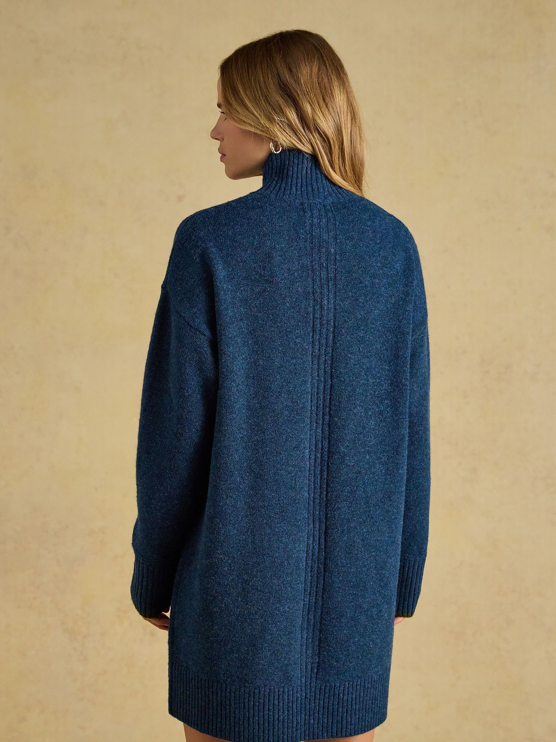 High Neck Teal Blue Knitted Dress - Image 2 of 7
