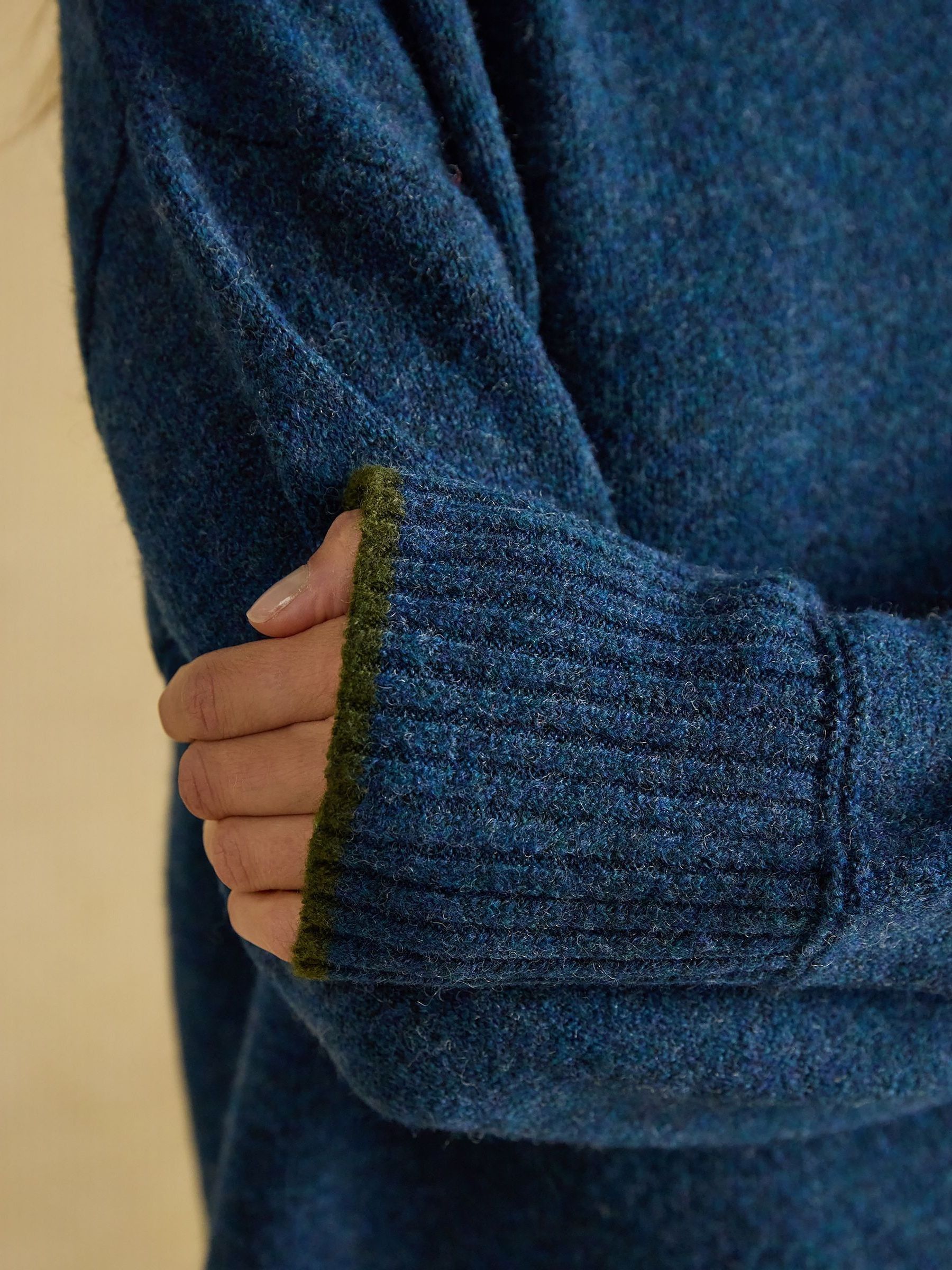 High Neck Teal Blue Knitted Dress - Image 4 of 7