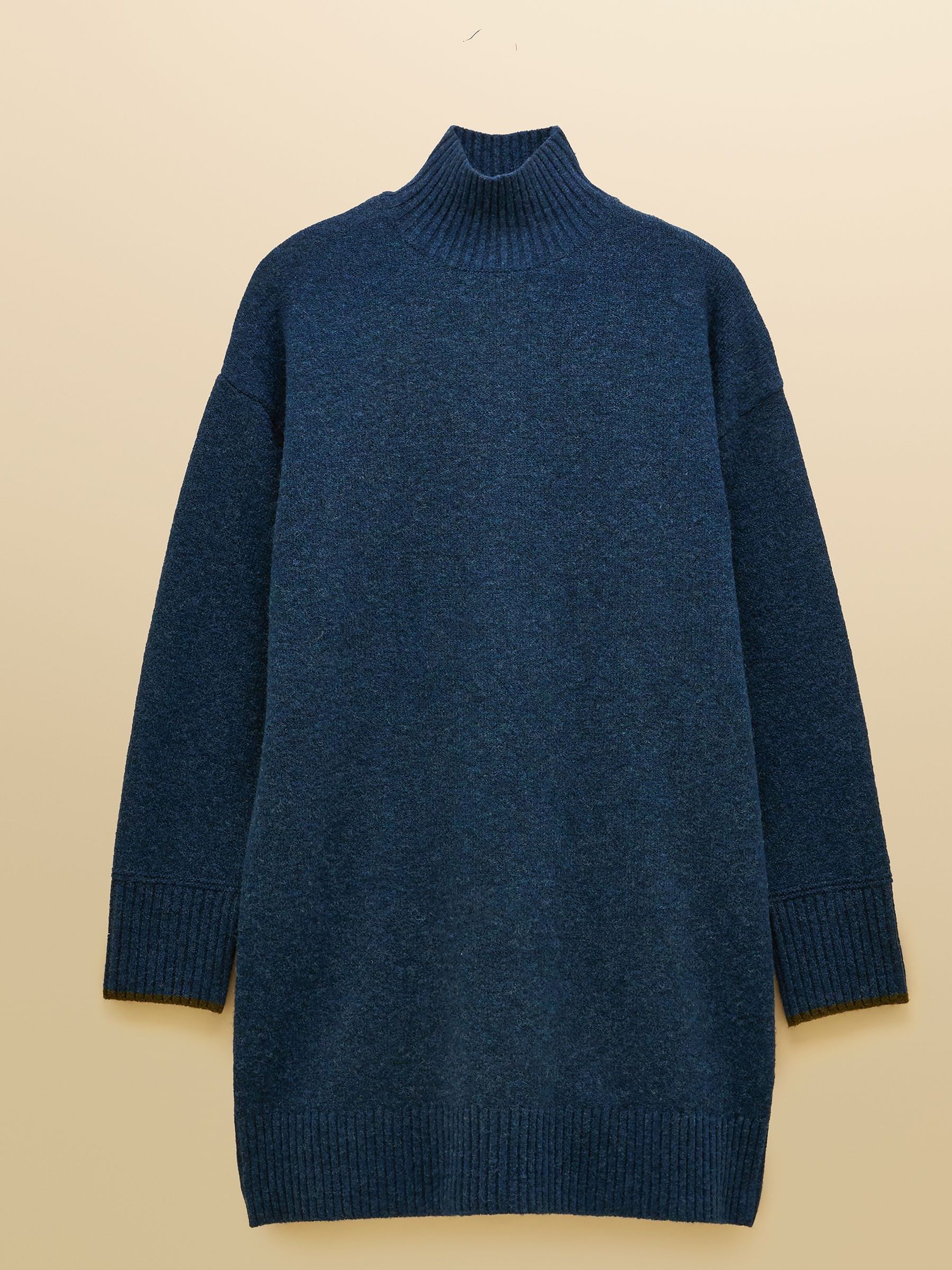 High Neck Teal Blue Knitted Dress - Image 7 of 7 High Neck Teal Blue Knitted Dress - Image 7 of 7
