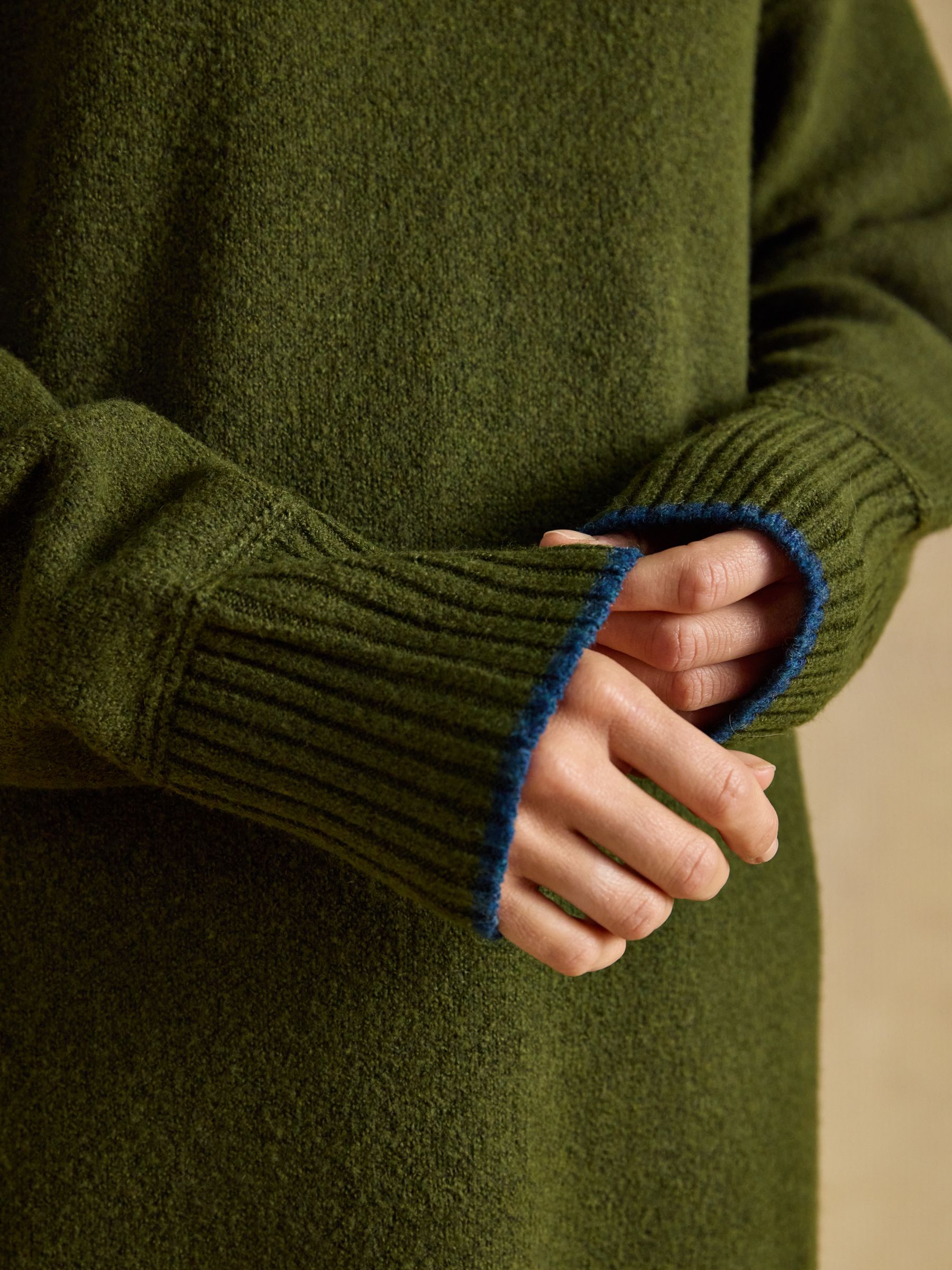 High Neck Khaki Green Knitted Dress - Image 4 of 7