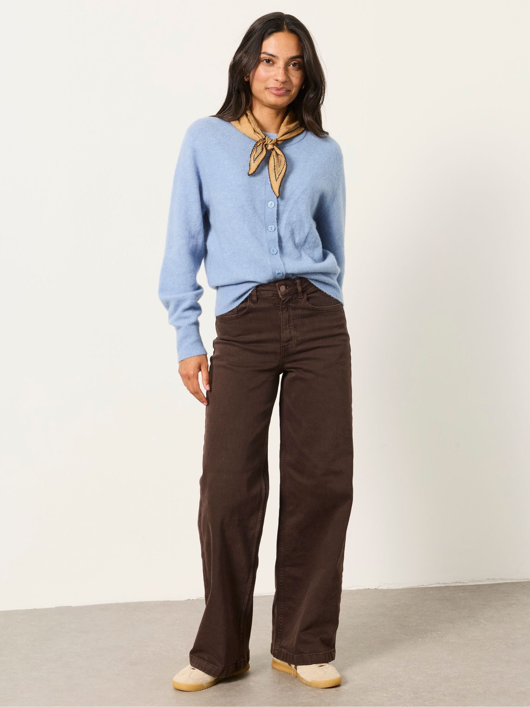 Welling Chocolate Brown Wide leg Jeans - Image 4 of 6