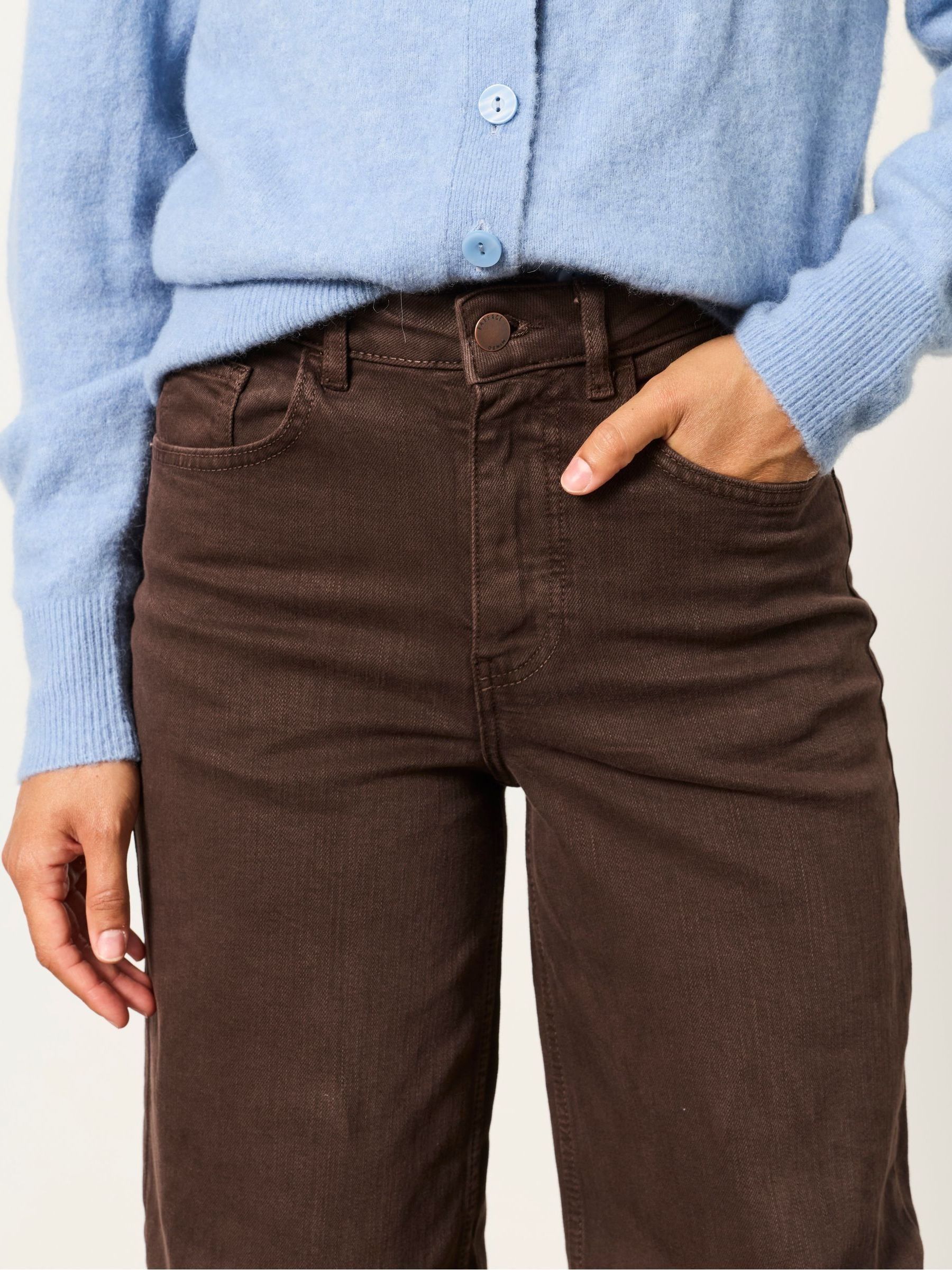 Welling Chocolate Brown Petite Wide leg Jeans - Image 3 of 6