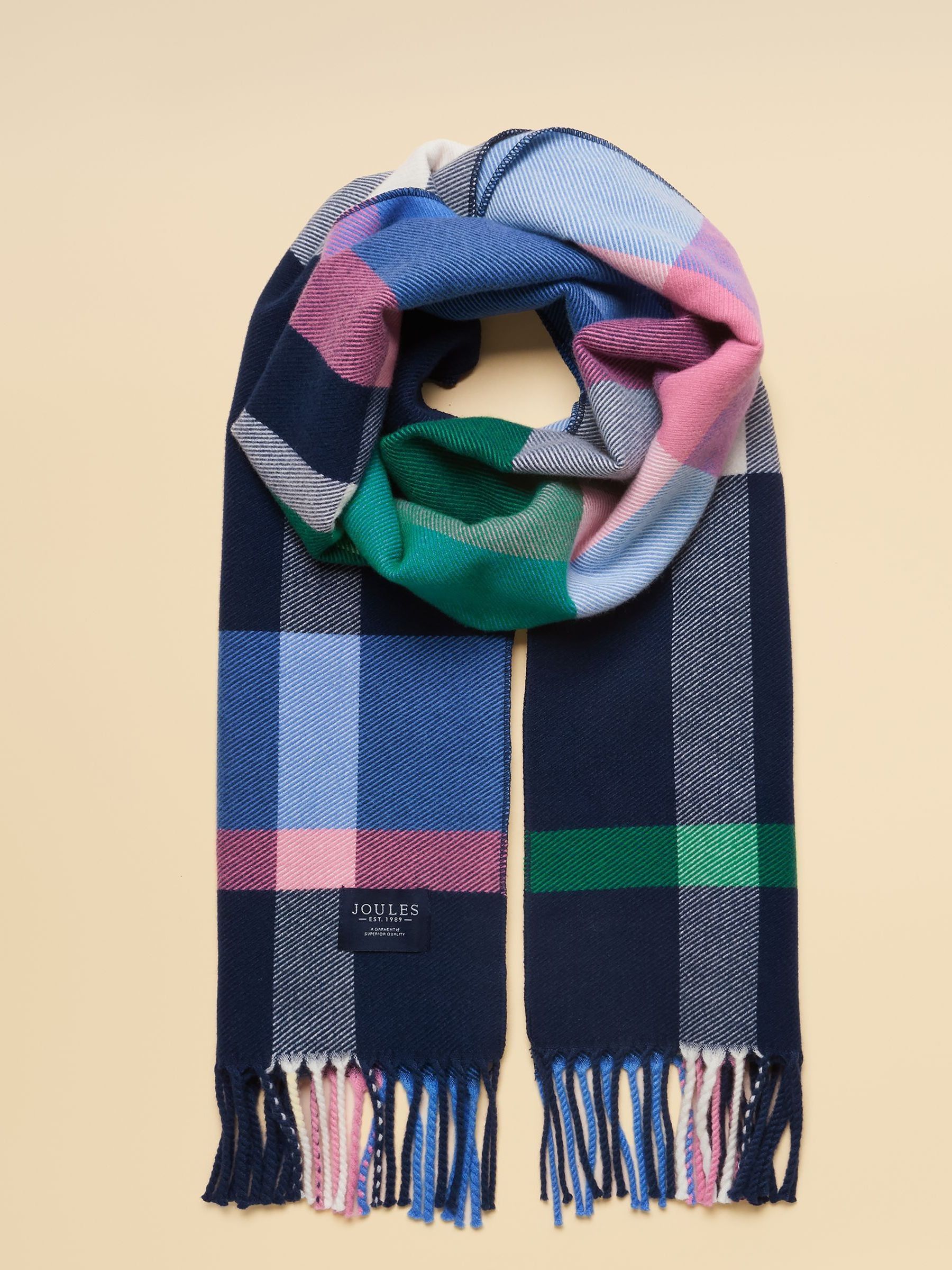 Langtree Blue & Pink Check Scarf - Image 3 of 6