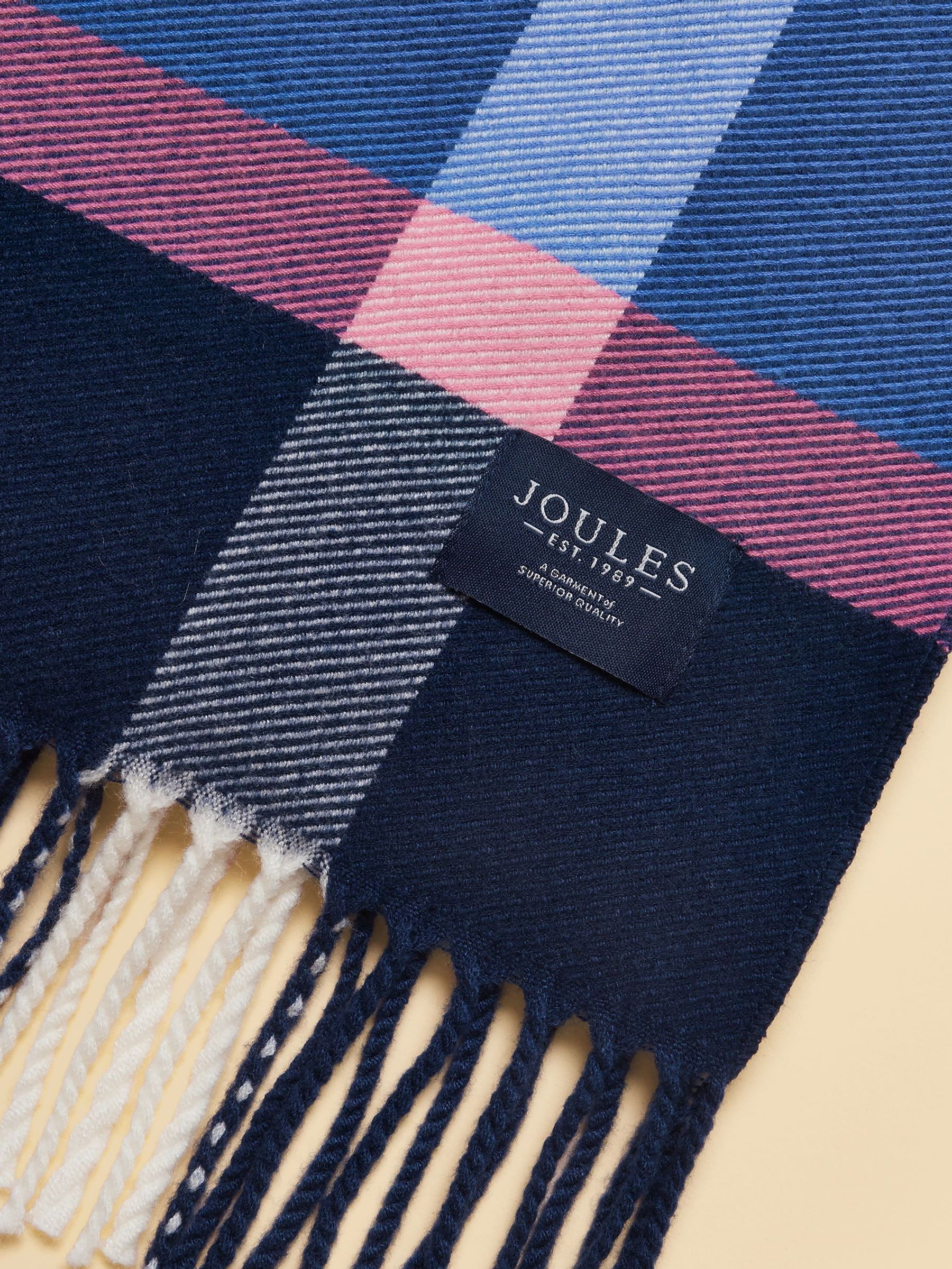 Langtree Blue & Pink Check Scarf - Image 5 of 6