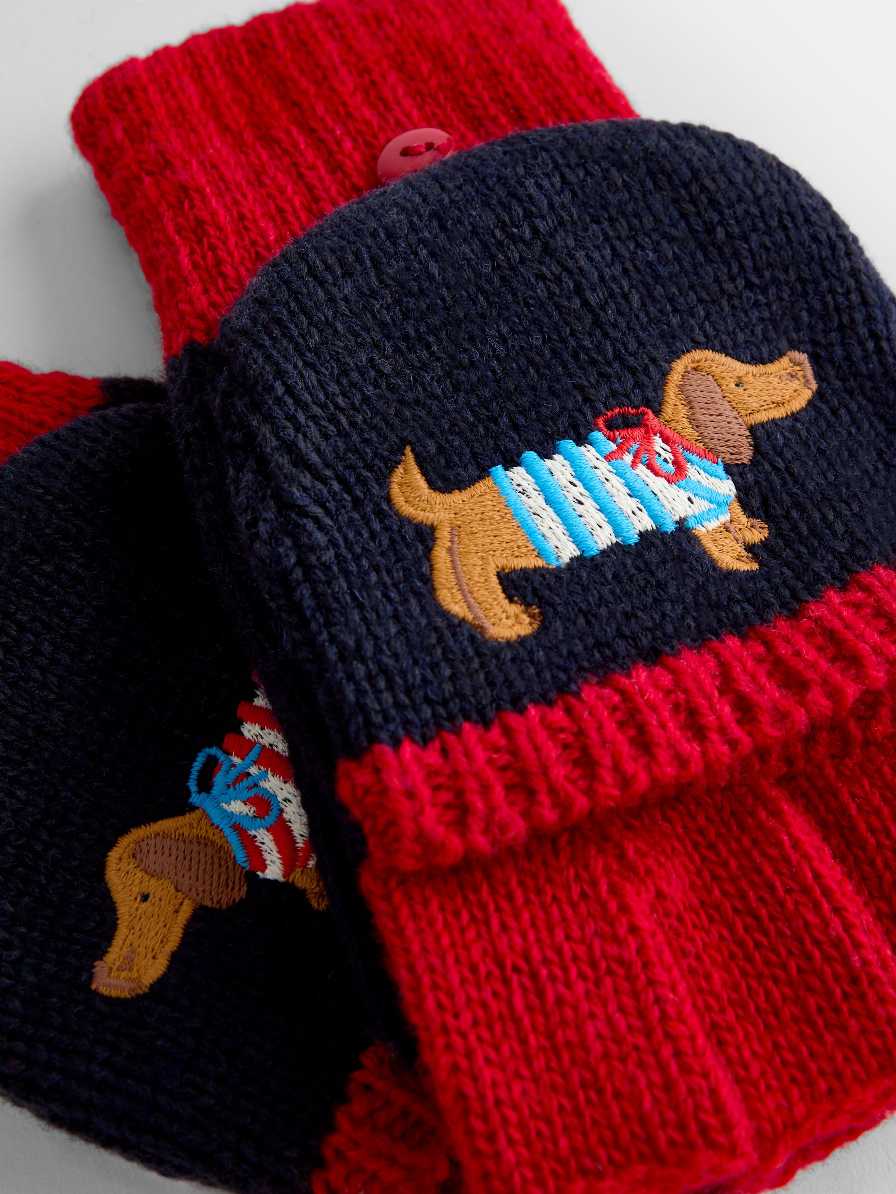 Navy Dachshund Convertible Mittens - Image 5 of 5