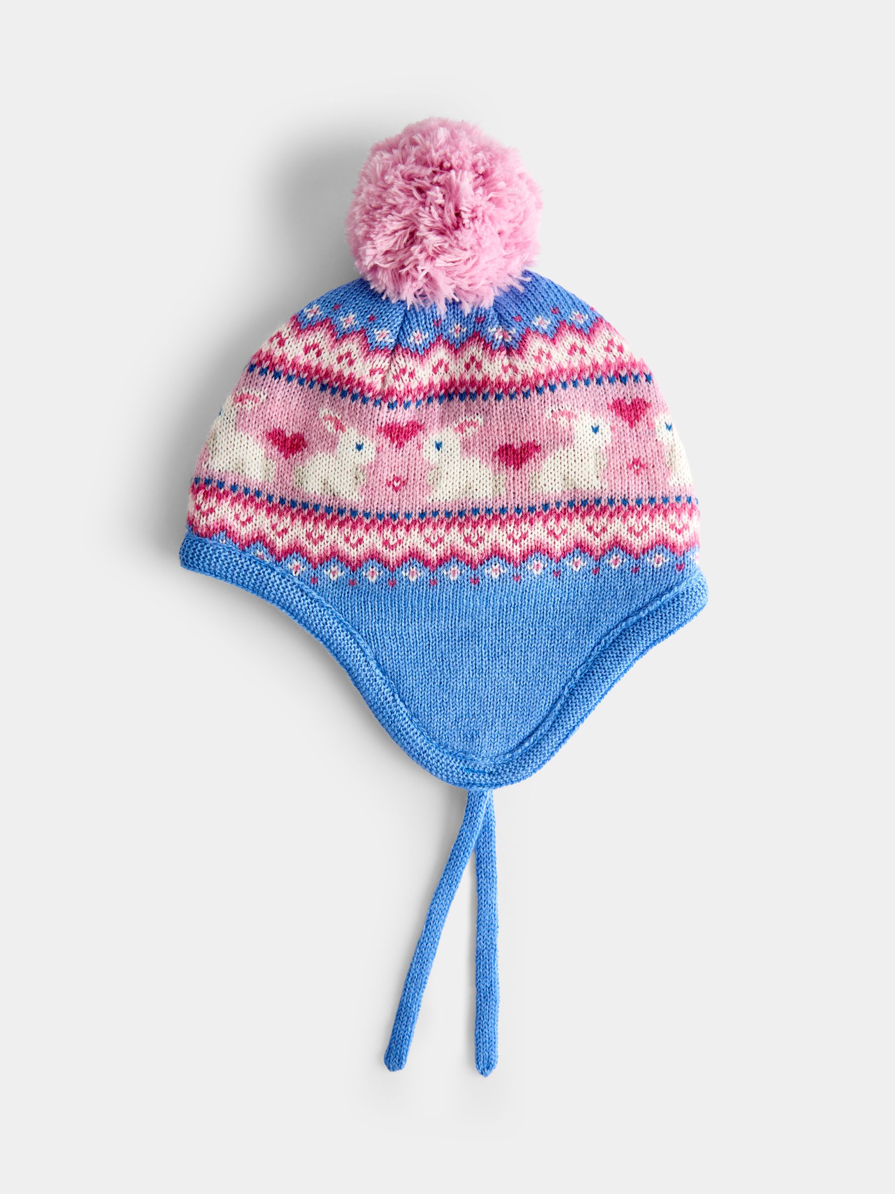 Blue Bunny Pom Pom Knitted Hat - Image 1 of 4