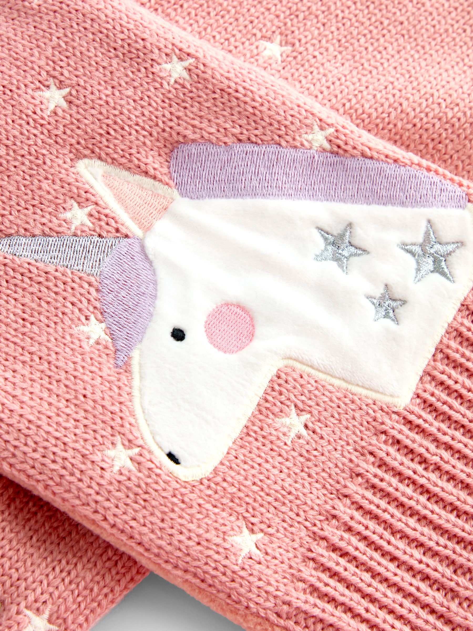 Pink Unicorn Knitted Scarf - Image 3 of 4