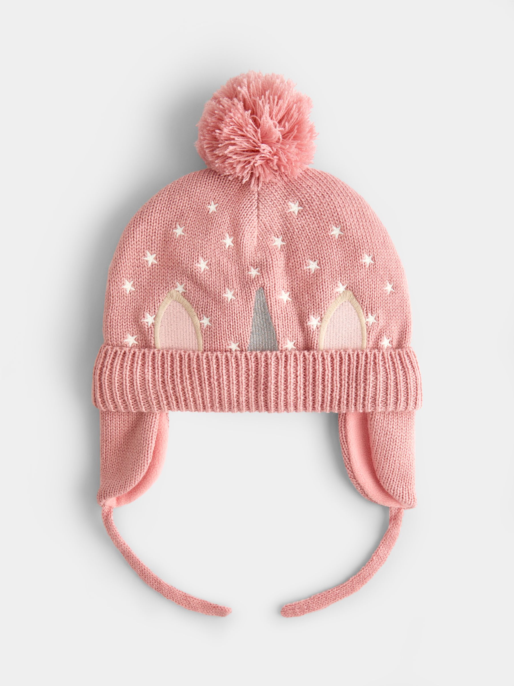 Pink Unicorn Pom Pom Knitted Hat - Image 1 of 4