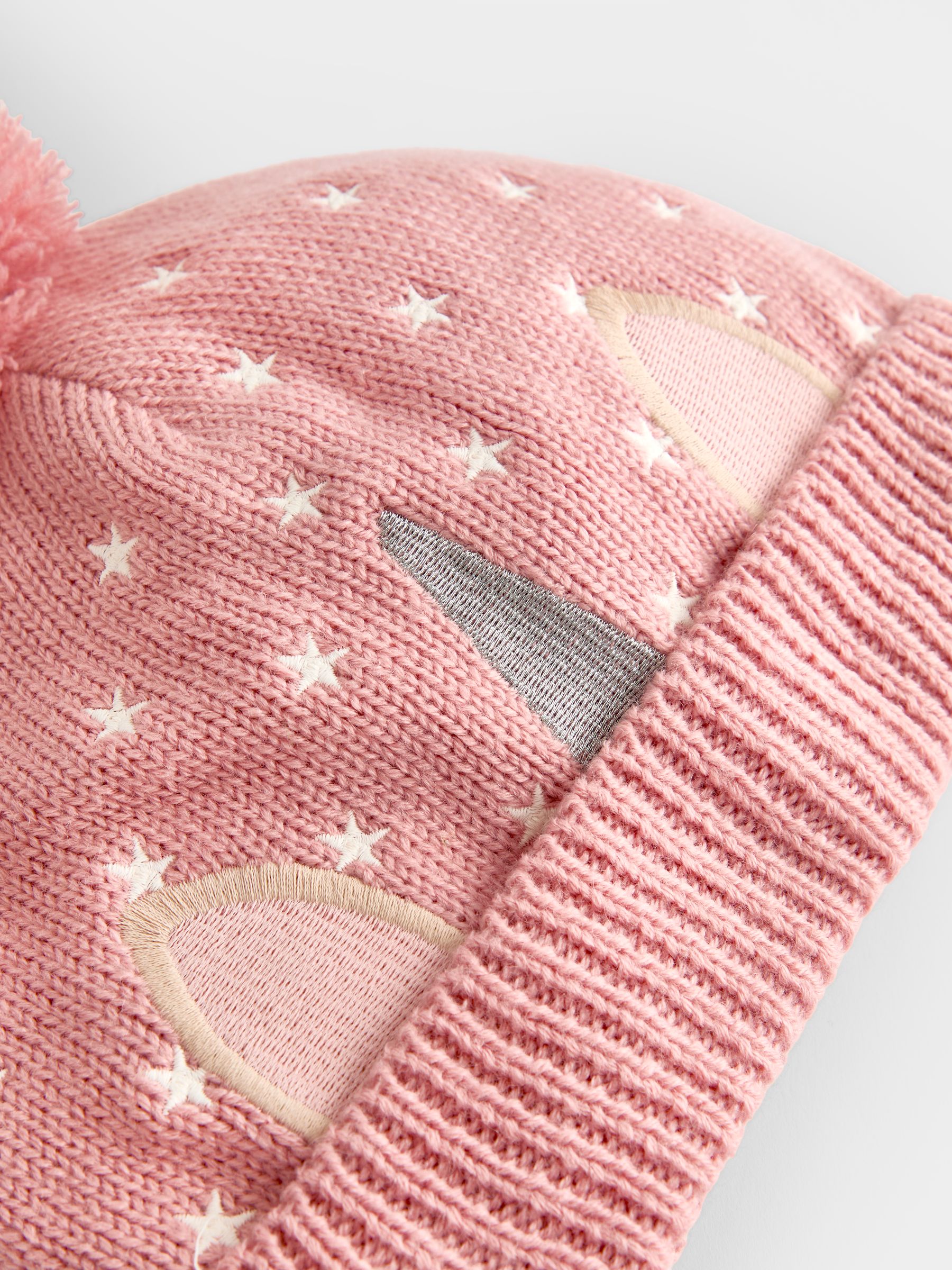 Pink Unicorn Pom Pom Knitted Hat - Image 3 of 4