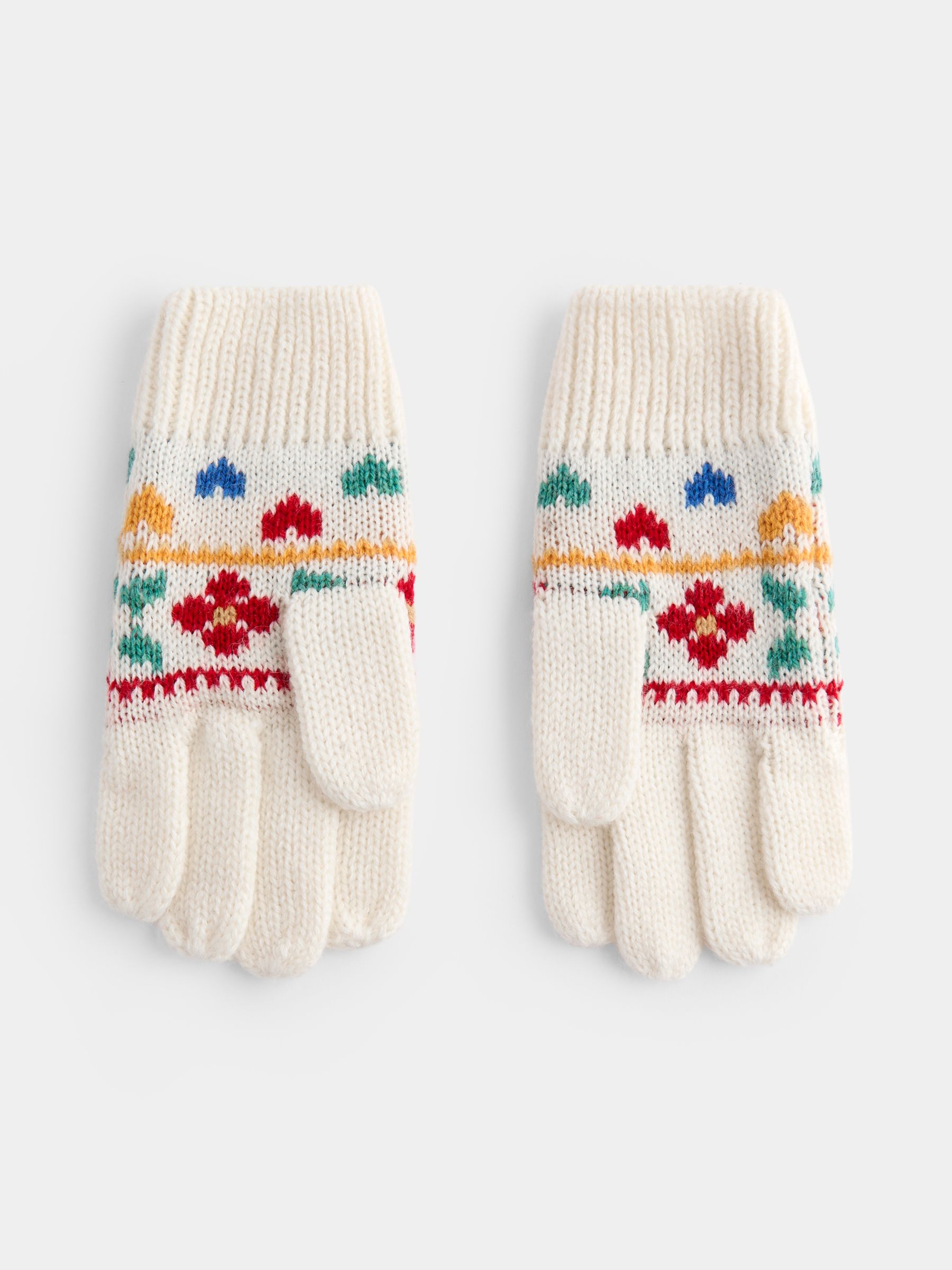 Cream Floral Convertible Mittens - Image 2 of 4