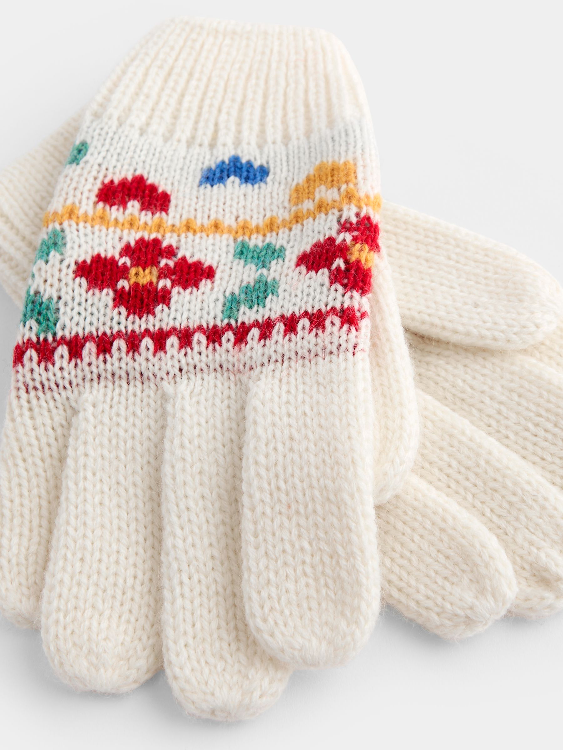 Cream Floral Convertible Mittens - Image 3 of 4
