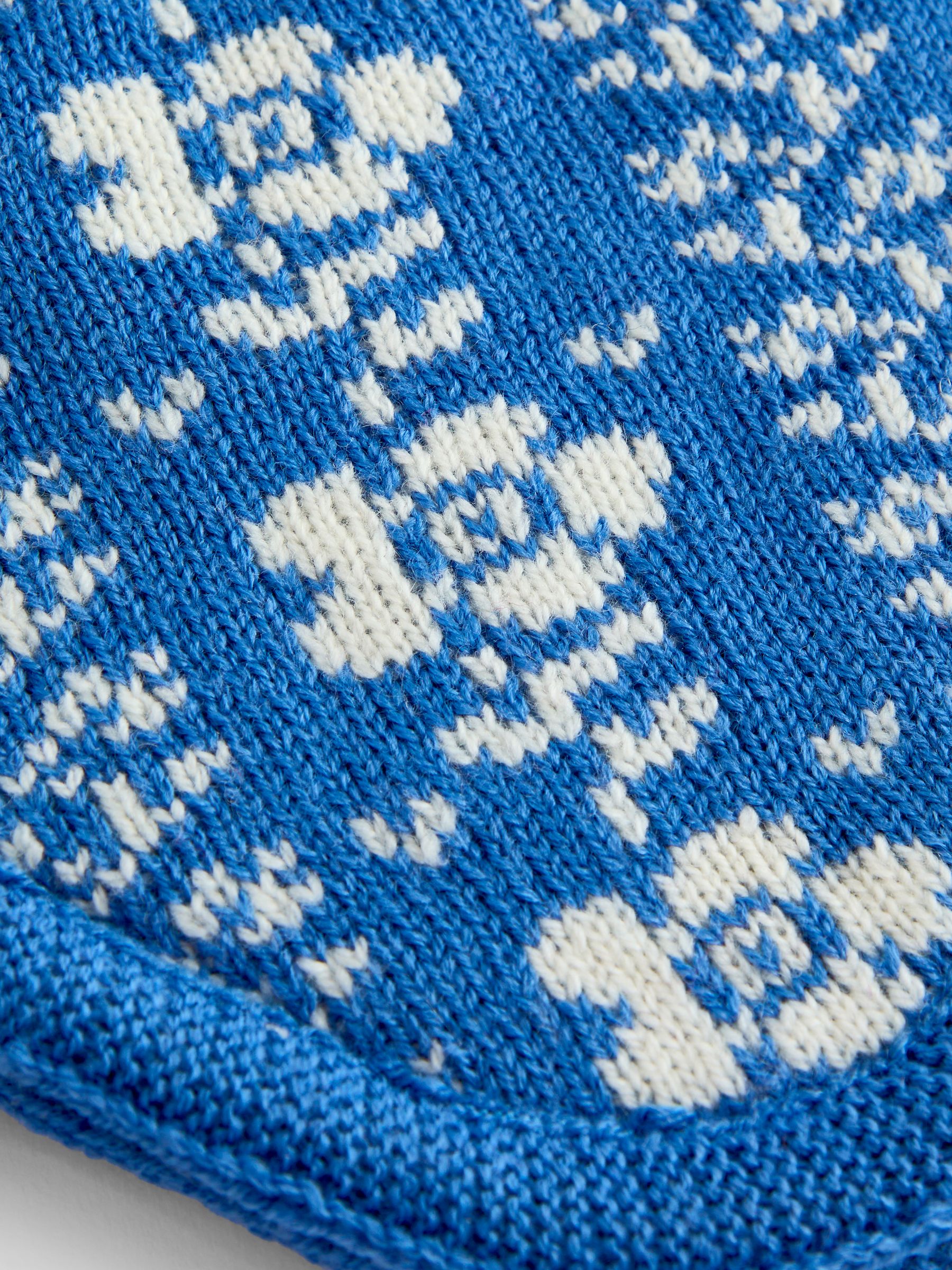 Blue Floral Pom Pom Knitted Hat - Image 4 of 4