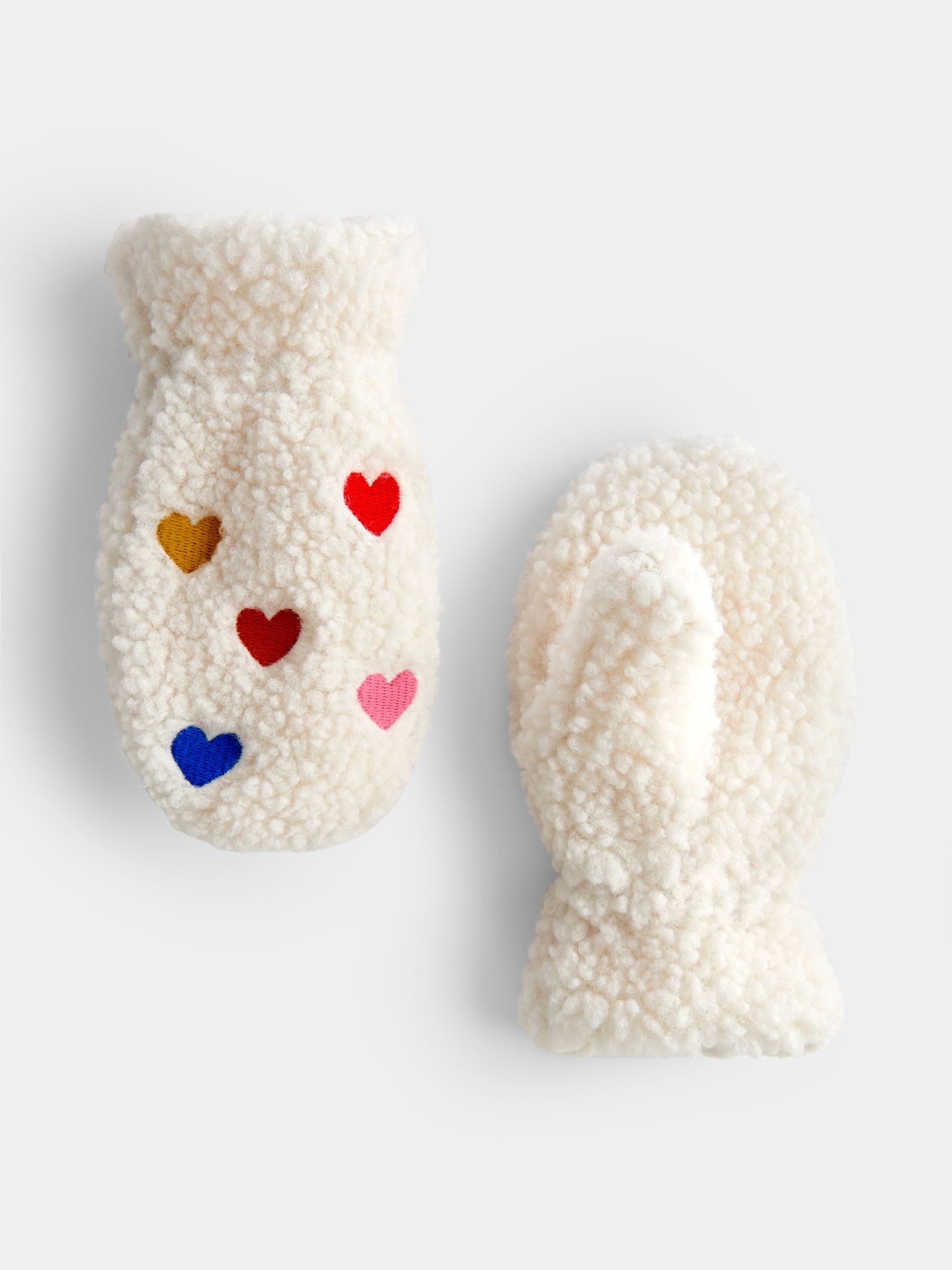 Cream Hearts Polarfleece Mittens - Image 3 of 4