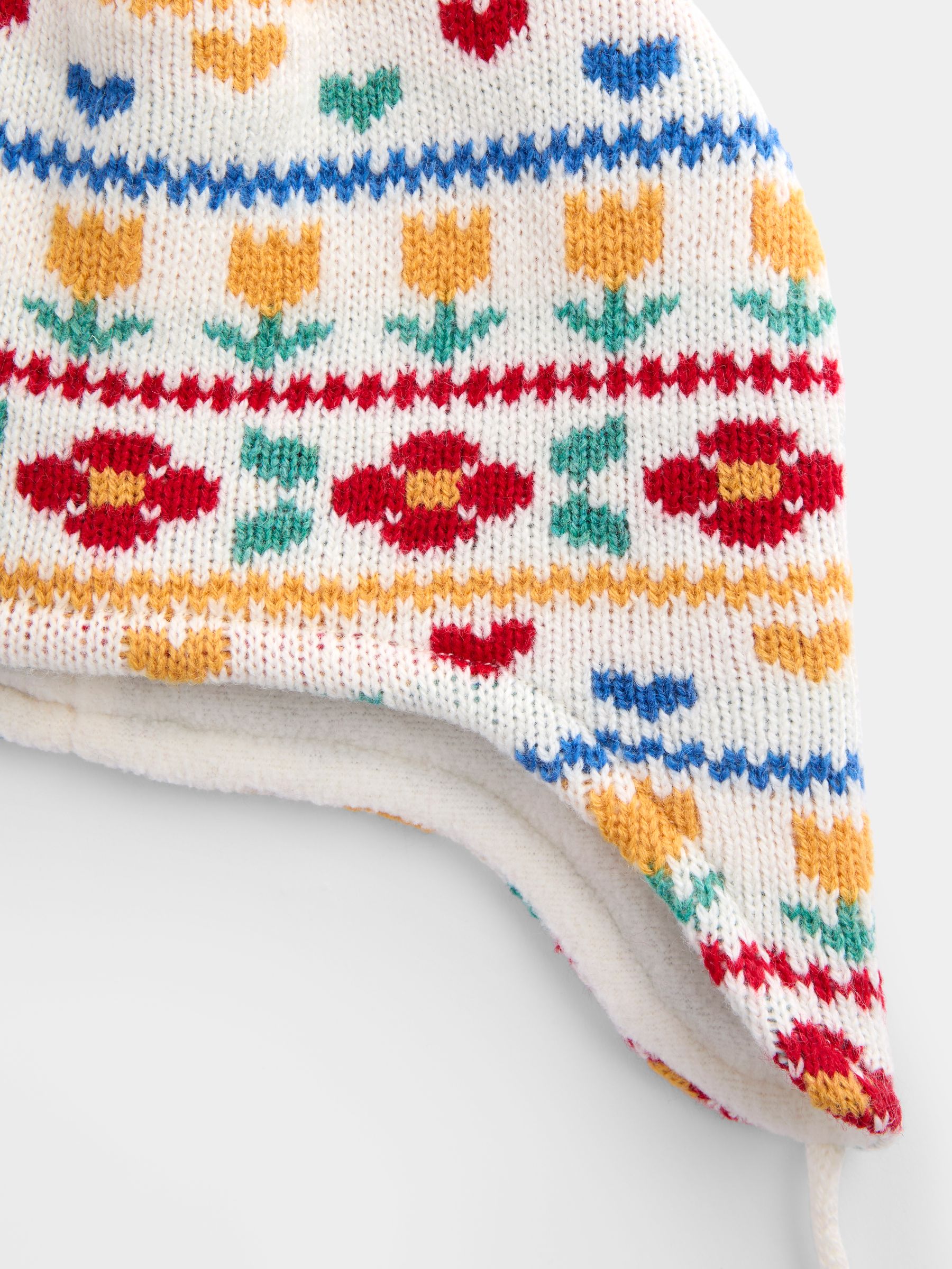 Cream Floral Floral FairIsle Hat - Image 3 of 4