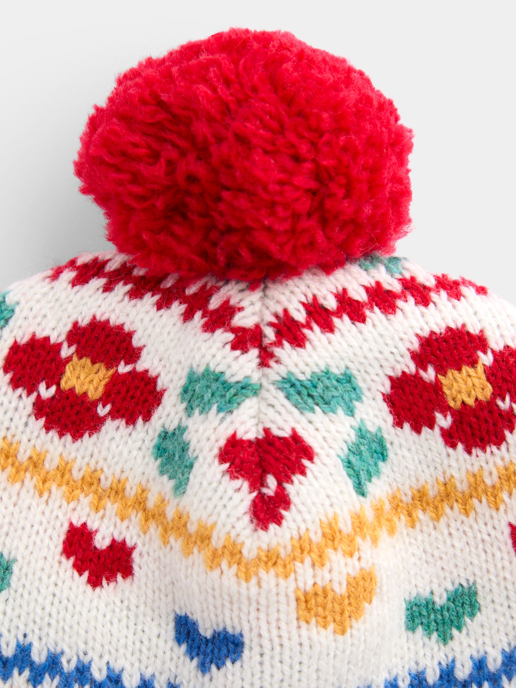 Cream Floral Floral FairIsle Hat - Image 4 of 4 Cream Floral Floral FairIsle Hat - Image 4 of 4