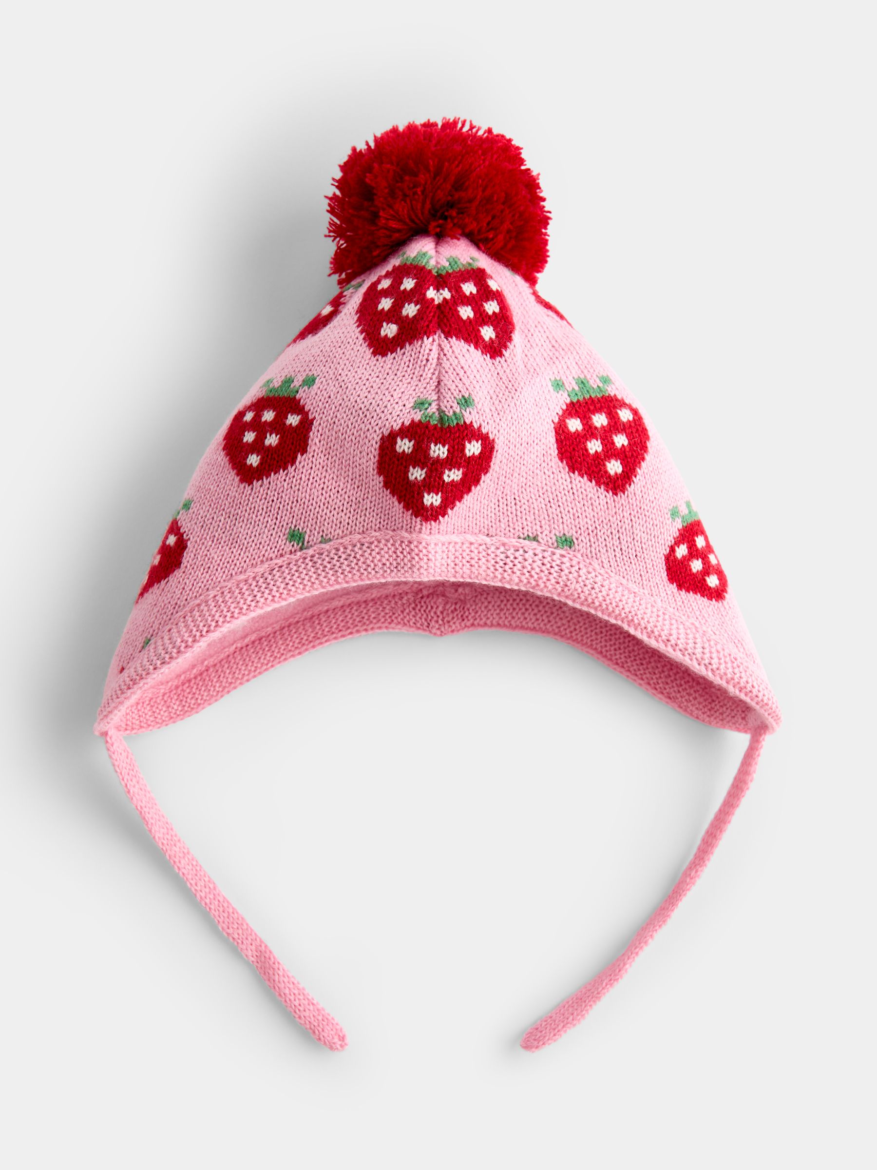 Pink Strawberry Knitted Bonnet - Image 3 of 4
