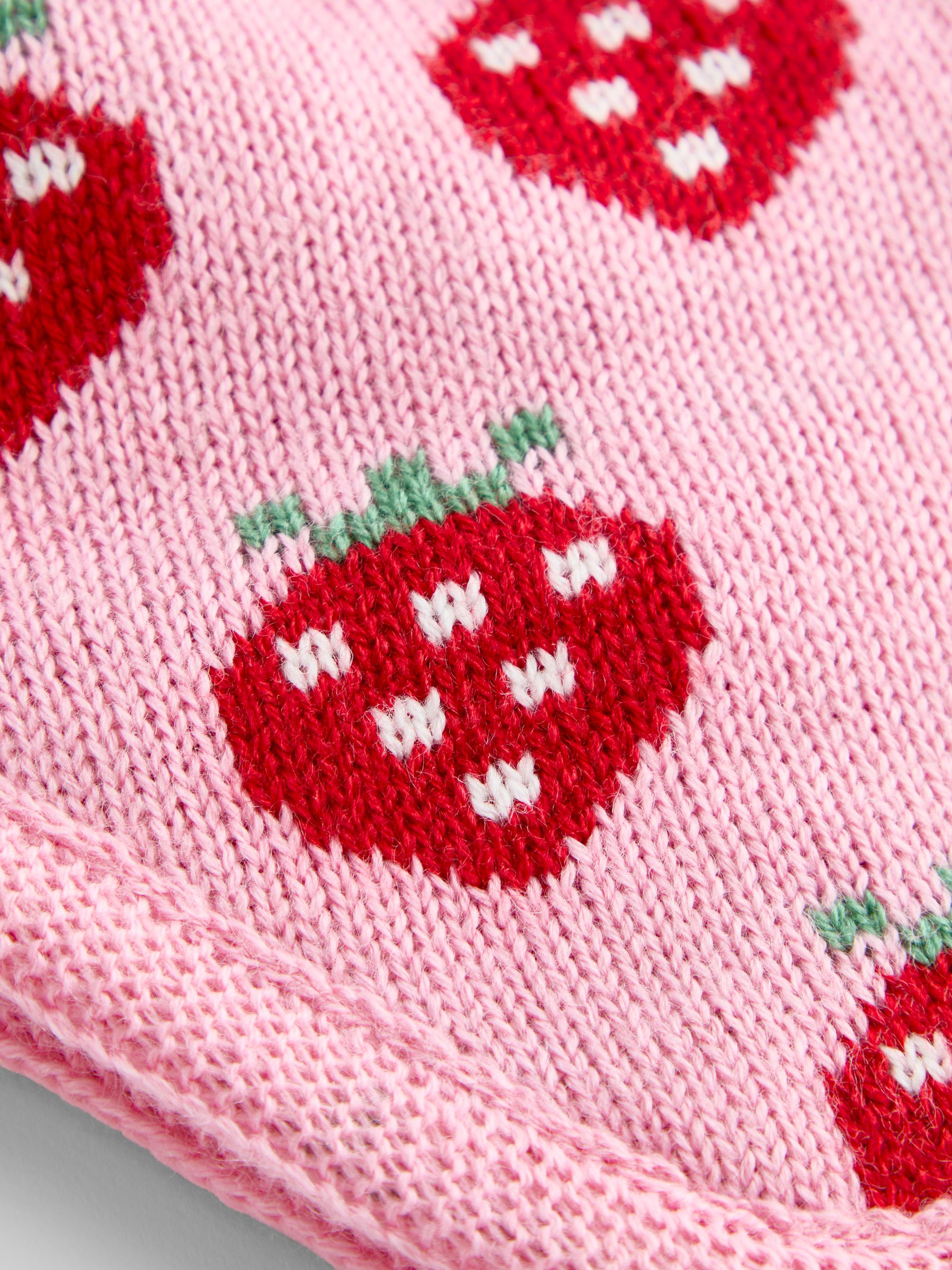 Pink Strawberry Knitted Bonnet - Image 4 of 4