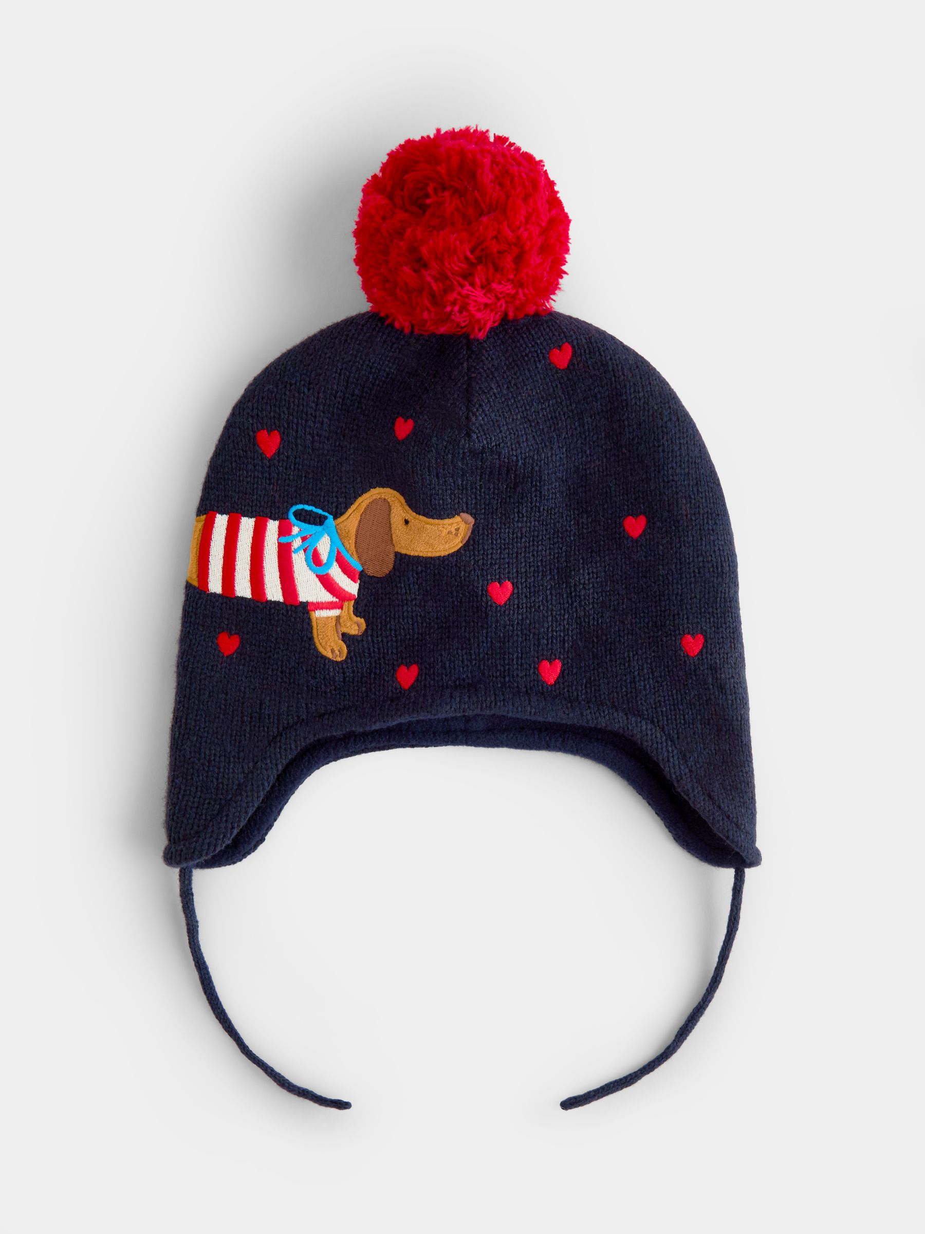 Navy Dachshund Pom Pom Knitted Hat - Image 1 of 4