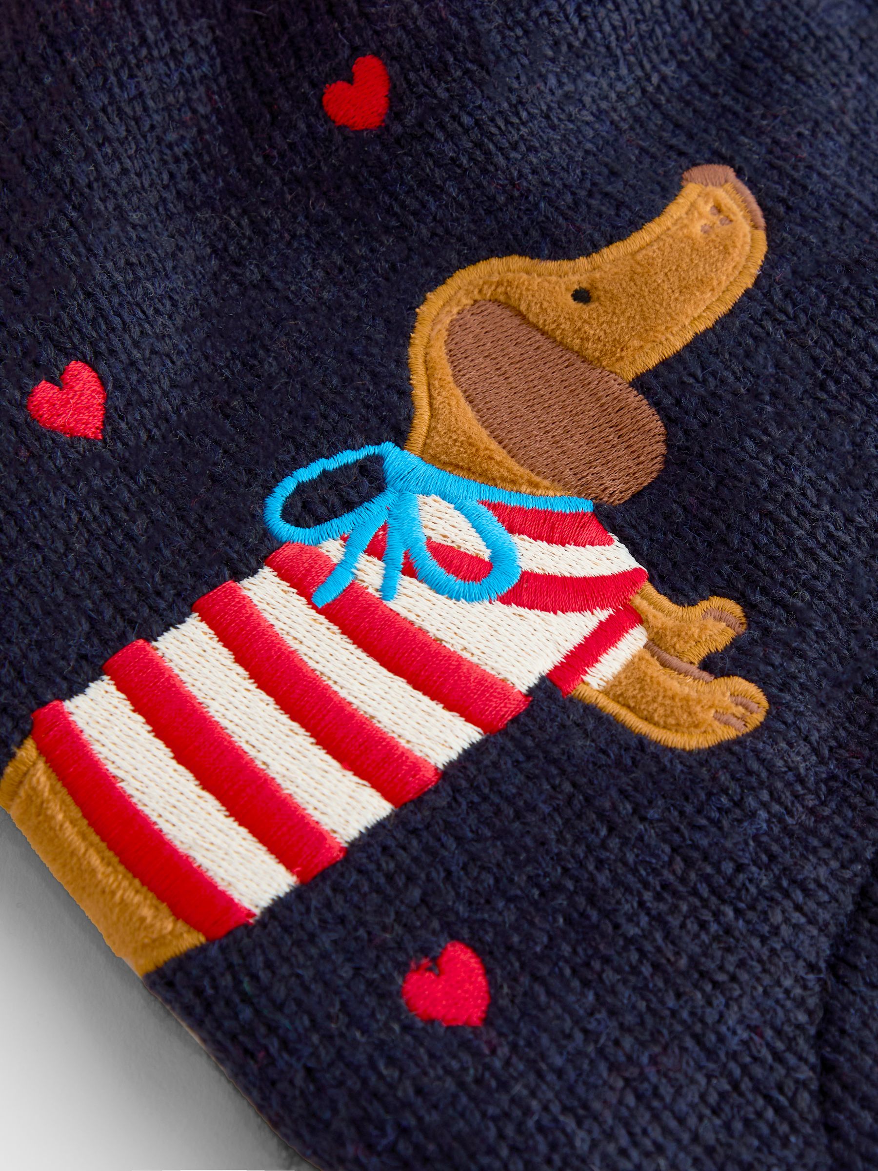 Navy Dachshund Pom Pom Knitted Hat - Image 3 of 4