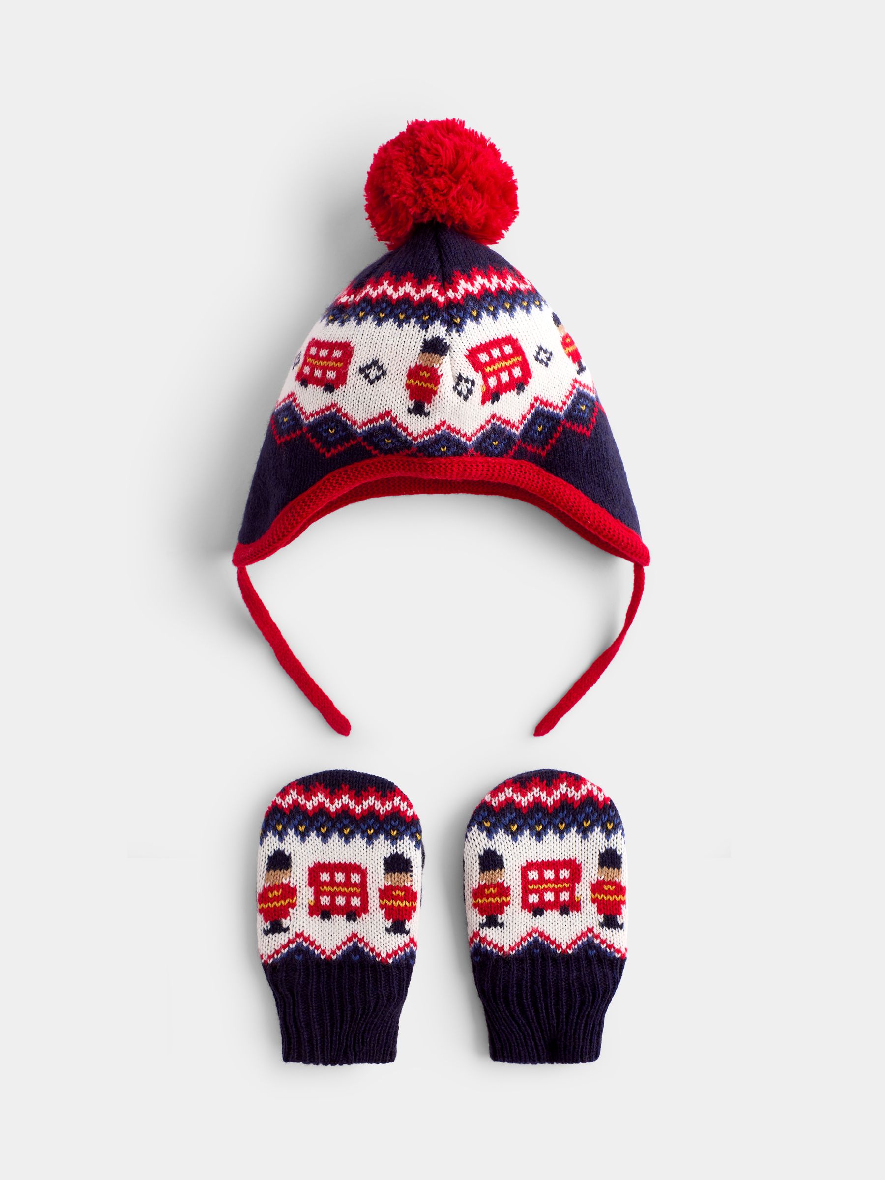 Navy London Knitted Hat and Mitten Set - Image 1 of 7 Navy London Knitted Hat and Mitten Set - Image 1 of 7