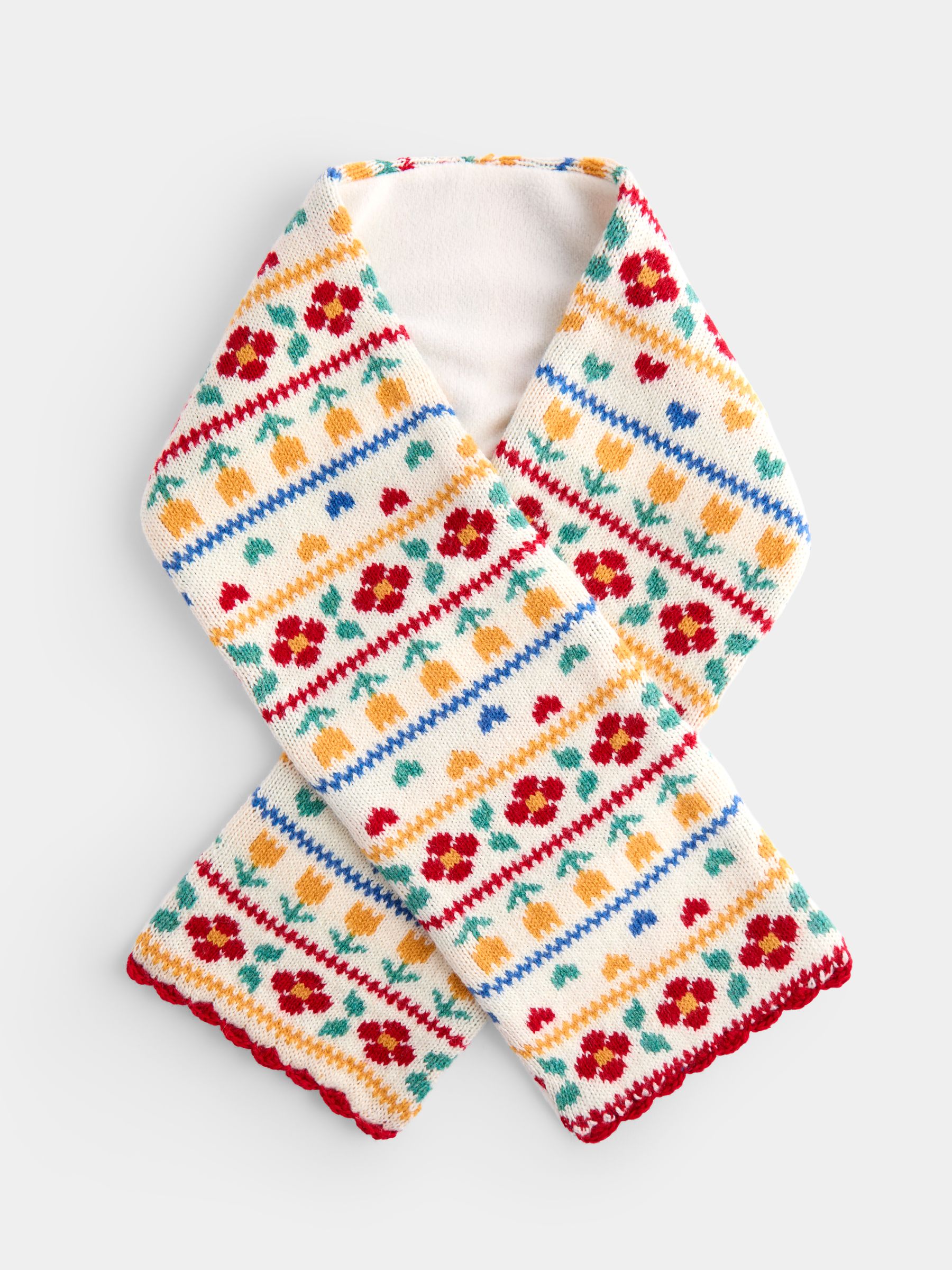 Cream Floral FairIsle Knitted Scarf - Image 2 of 4