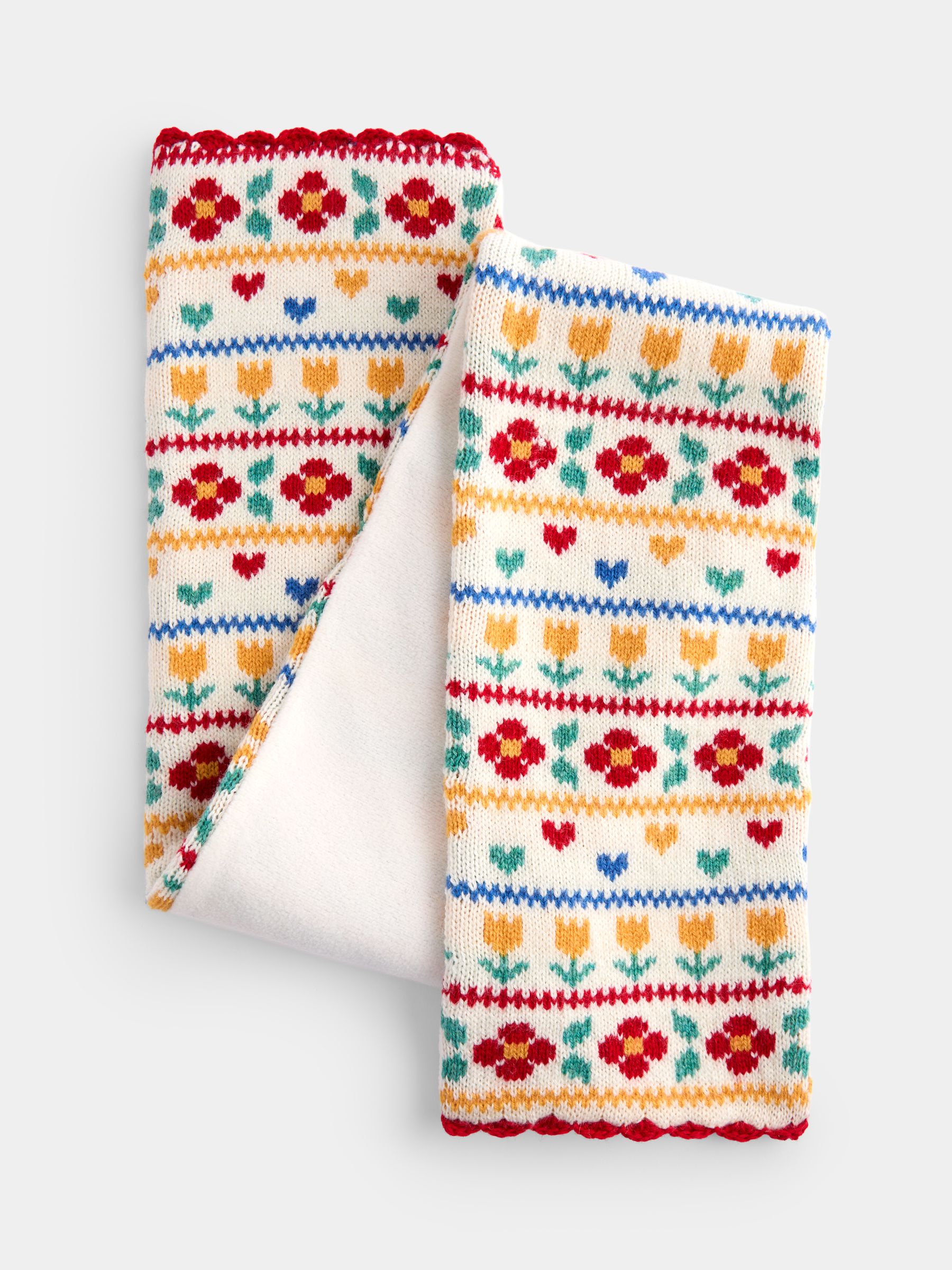 Cream Floral FairIsle Knitted Scarf - Image 3 of 4