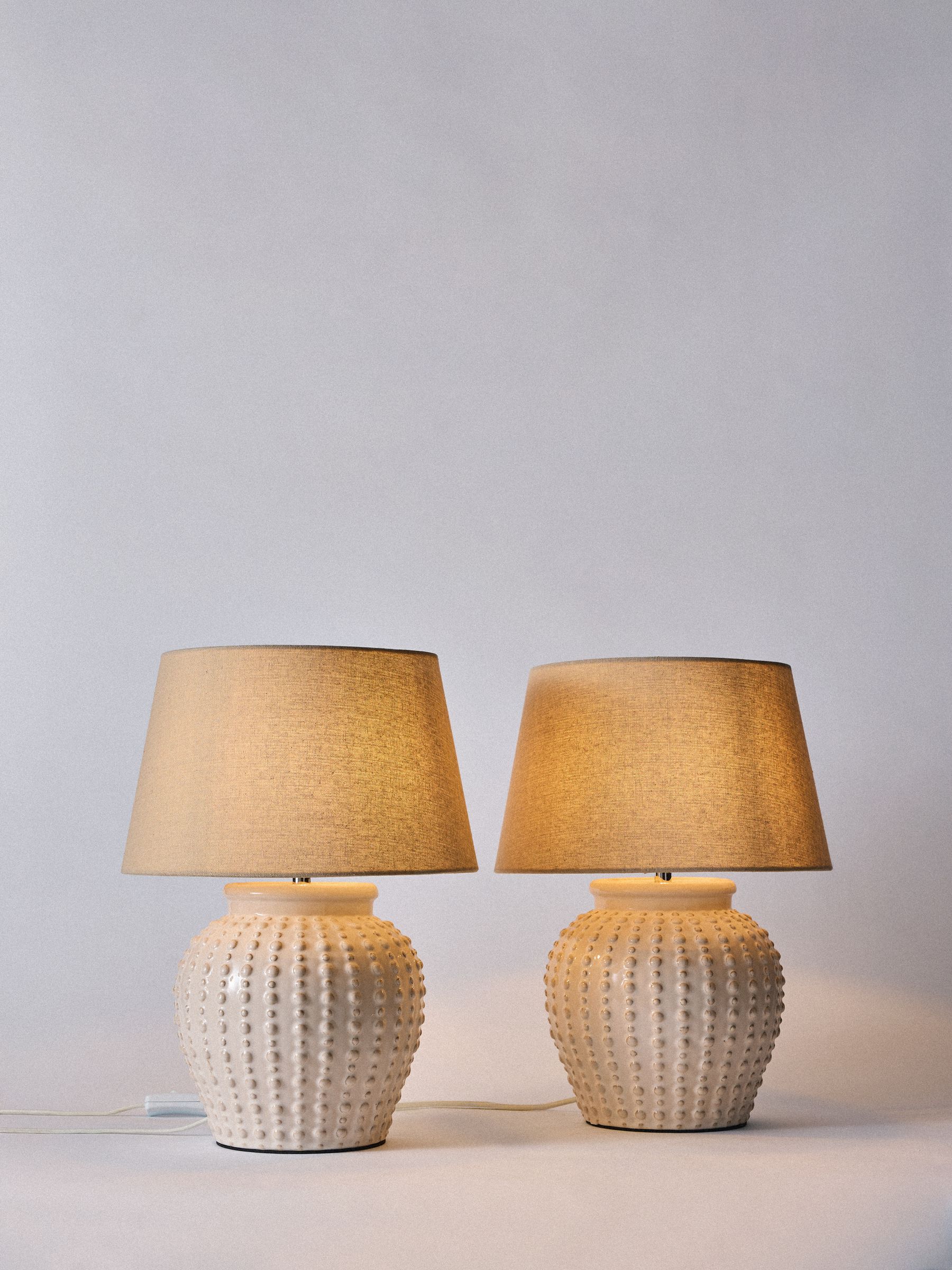 The Set 2 Pack Cream Dot Textured Ceramic Table Lamps - Image 1 of 4