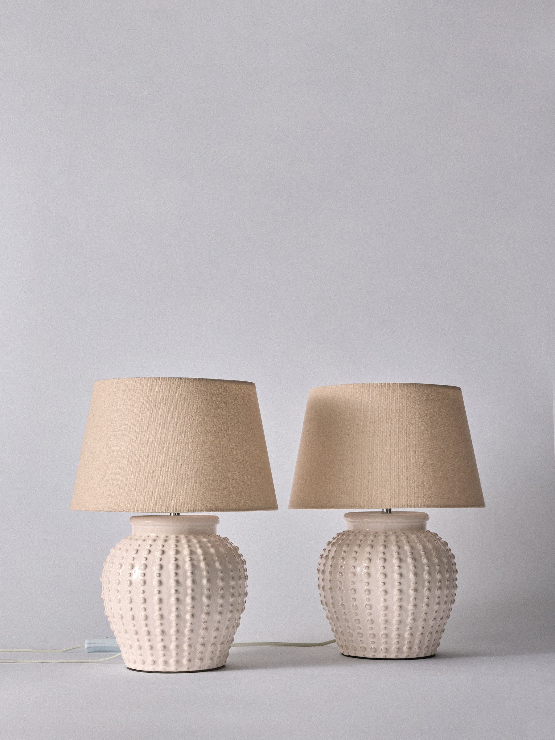 The Set 2 Pack Cream Dot Textured Ceramic Table Lamps - Image 2 of 4