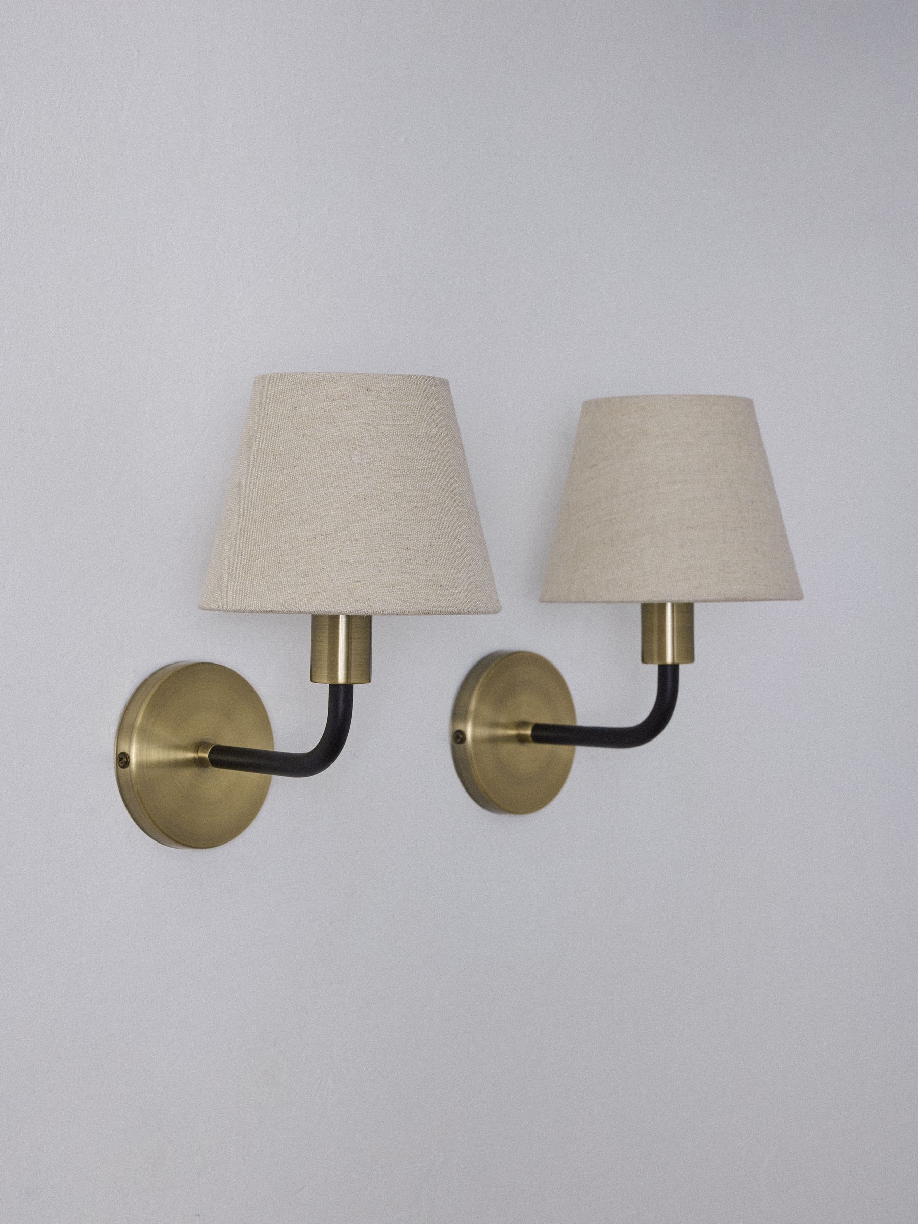 The Set 2 Pack Black/Cream Metal Wall Lights - Image 4 of 6