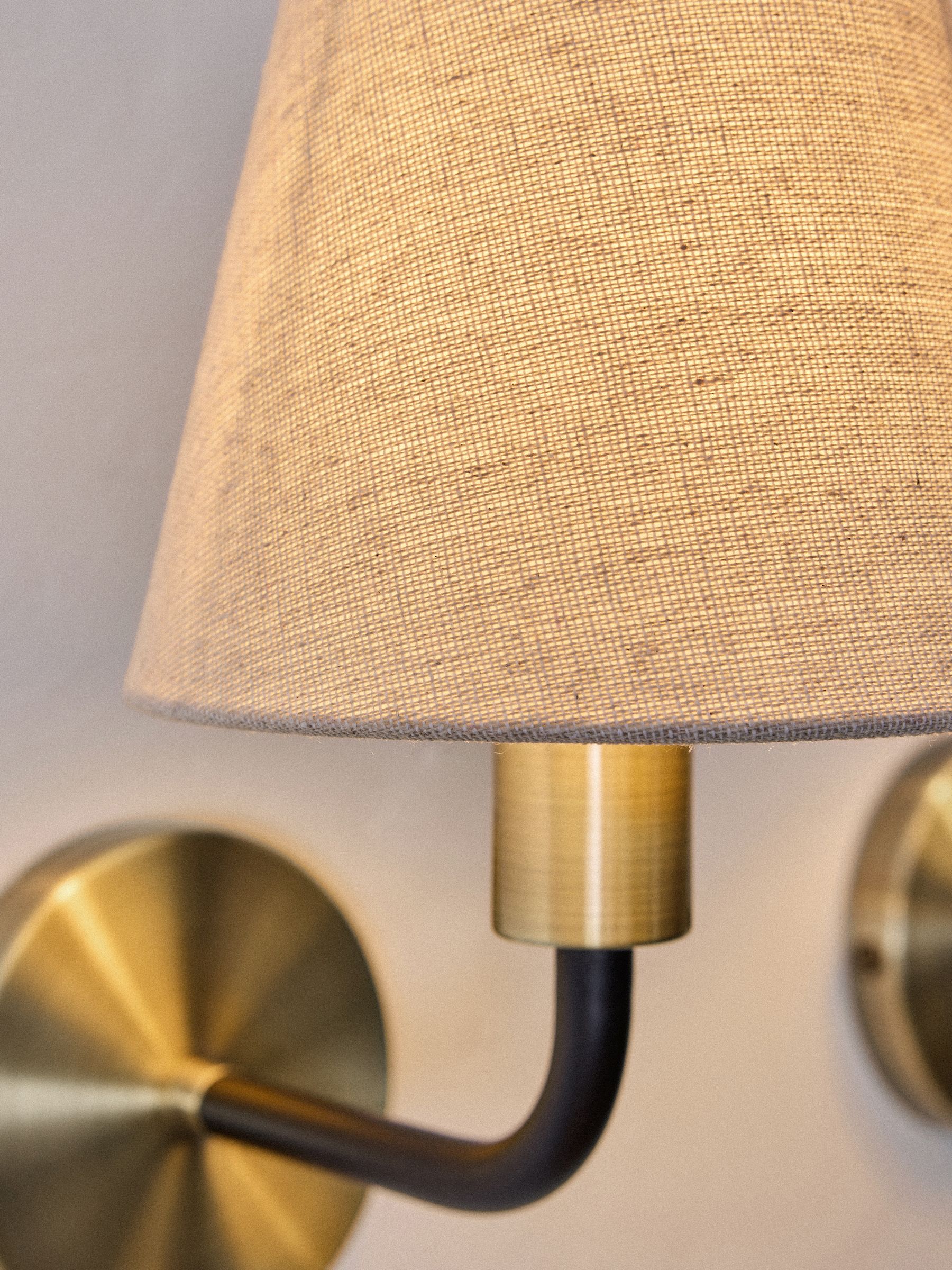 The Set 2 Pack Black/Cream Metal Wall Lights - Image 5 of 6