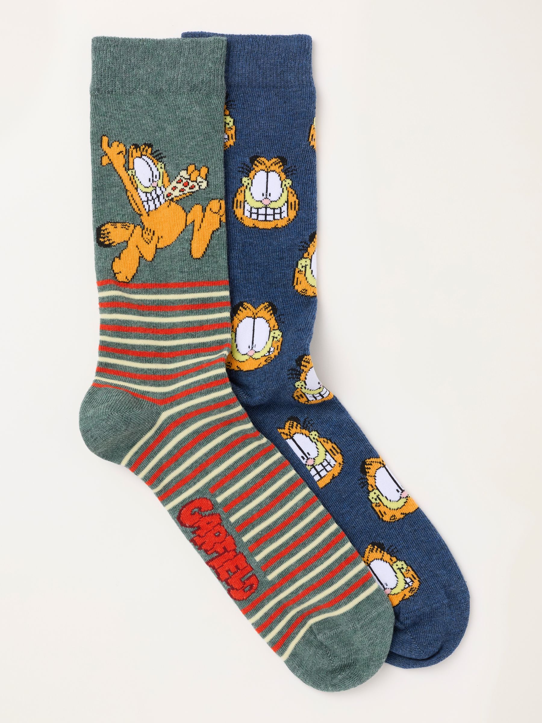 2 Pairs Garfield Green & Navy Socks - Image 1 of 2