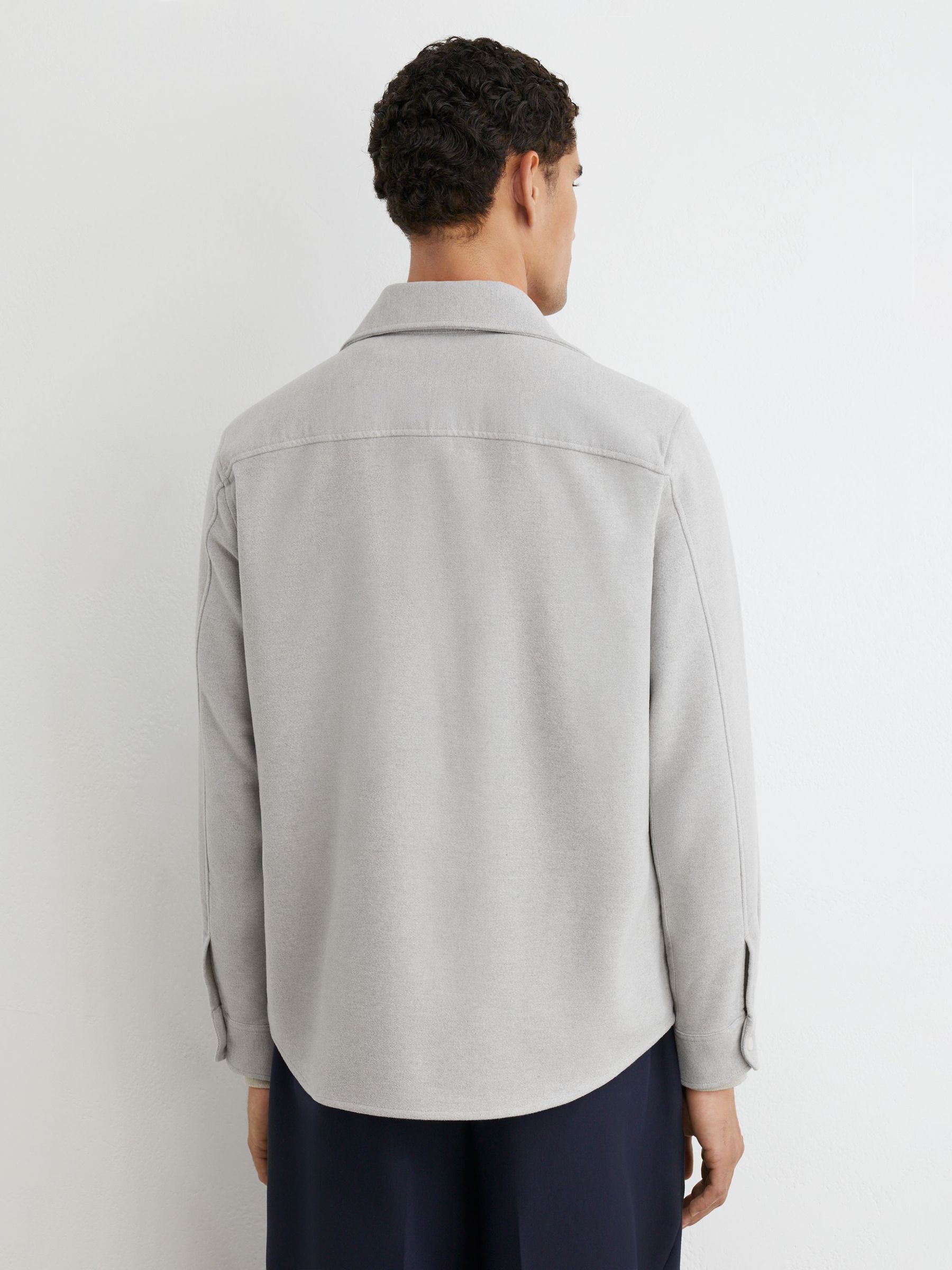 Cotton Moleskin Twin-Pocket Overshirt in Grey Melange - Image 5 of 6