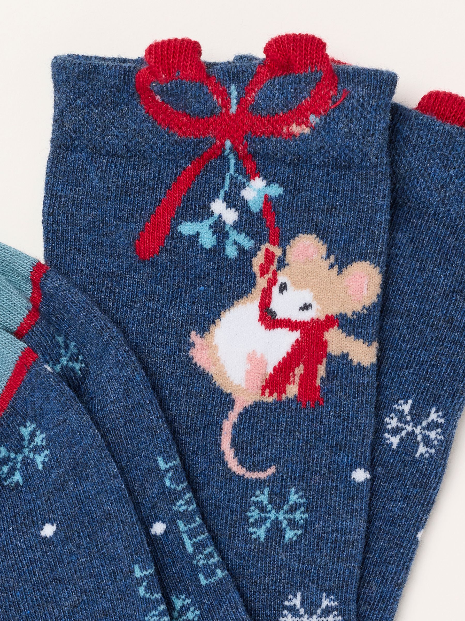 Navy Christmas Bow Mouse Socks - Image 2 of 2 Navy Christmas Bow Mouse Socks - Image 2 of 2