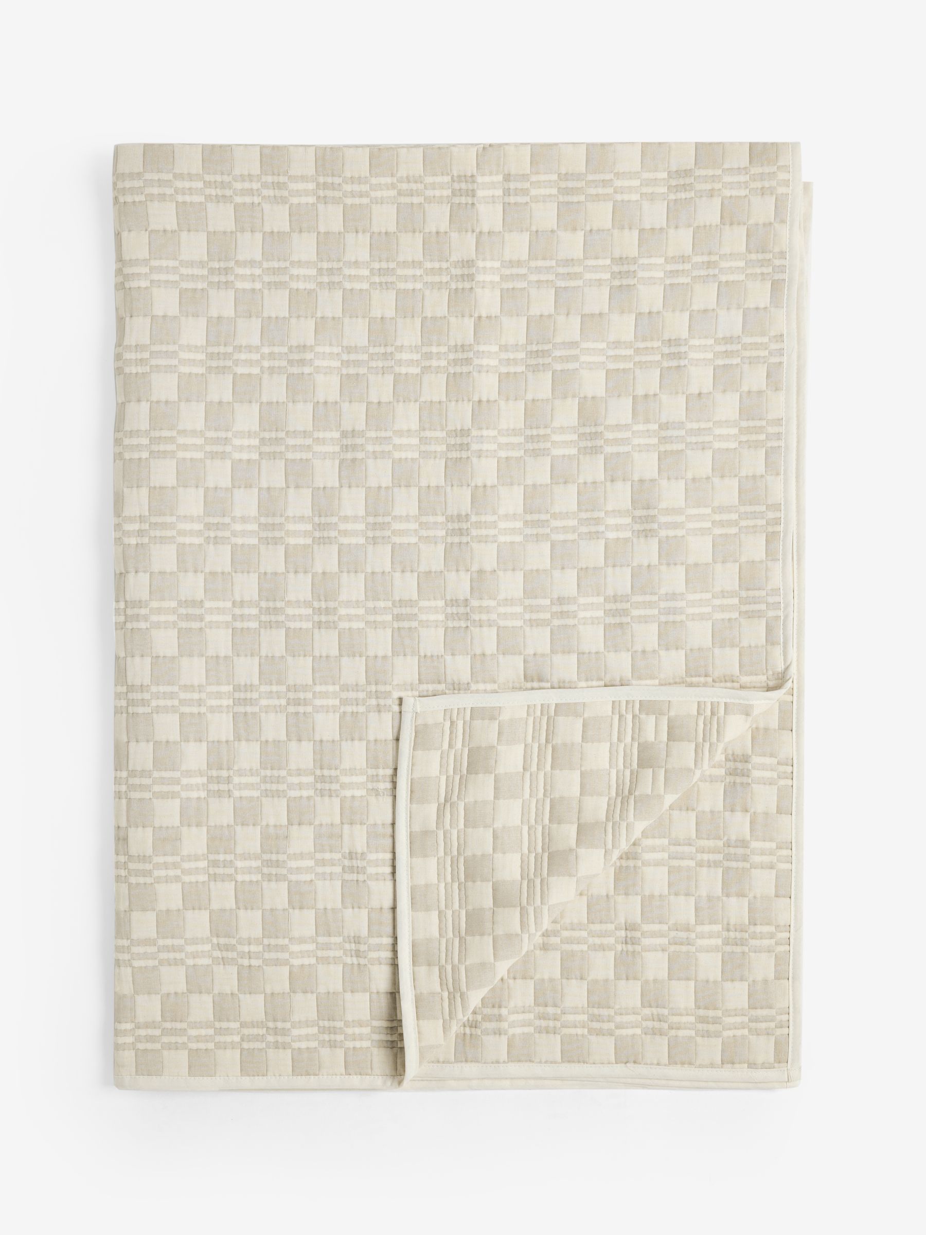 Minna Checkerboard Jacquard Bedspread in Natural - Image 4 of 5
