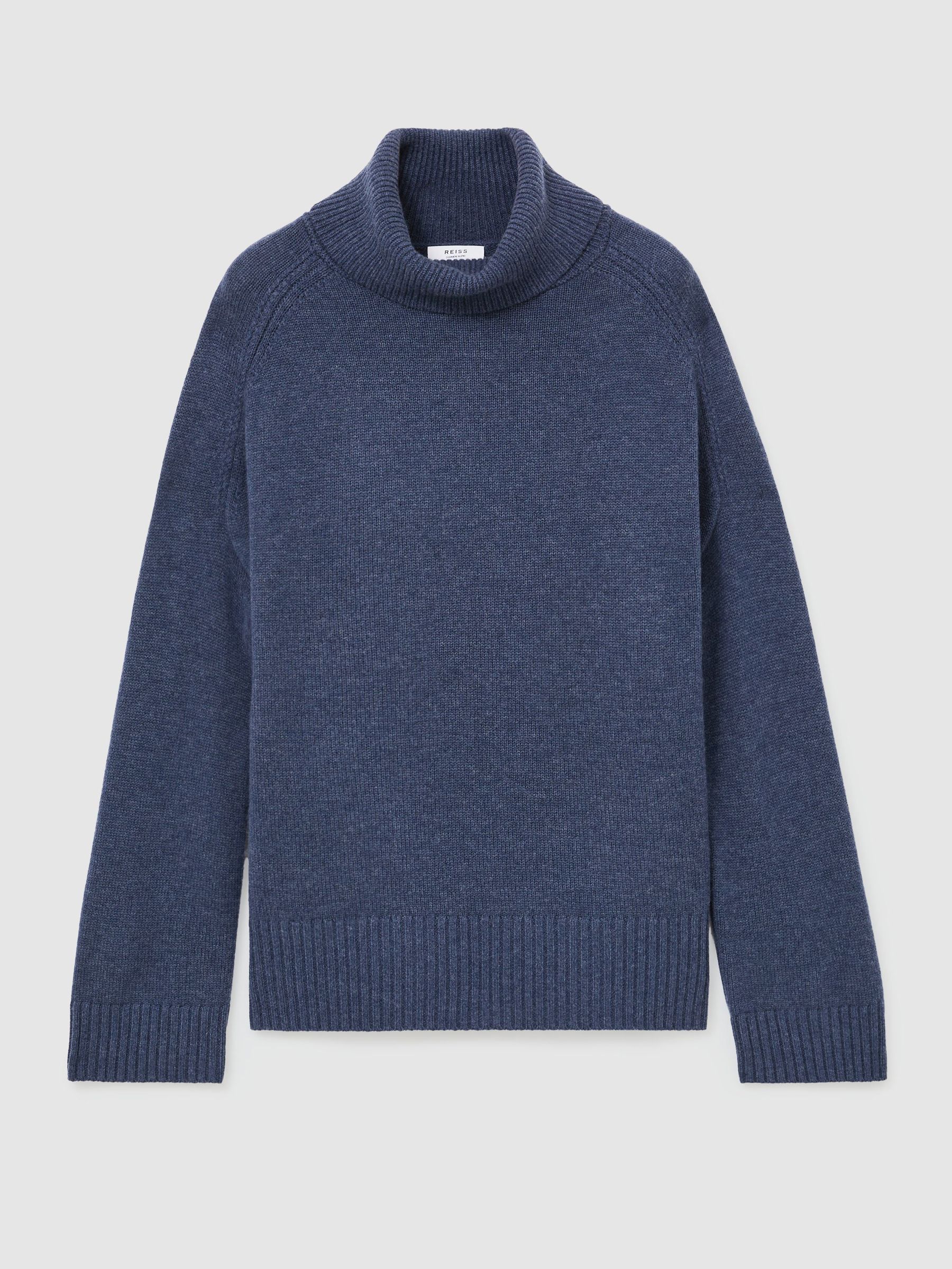 Wool-Cashmere Roll-Neck Jumper in Blue - Image 2 de 7